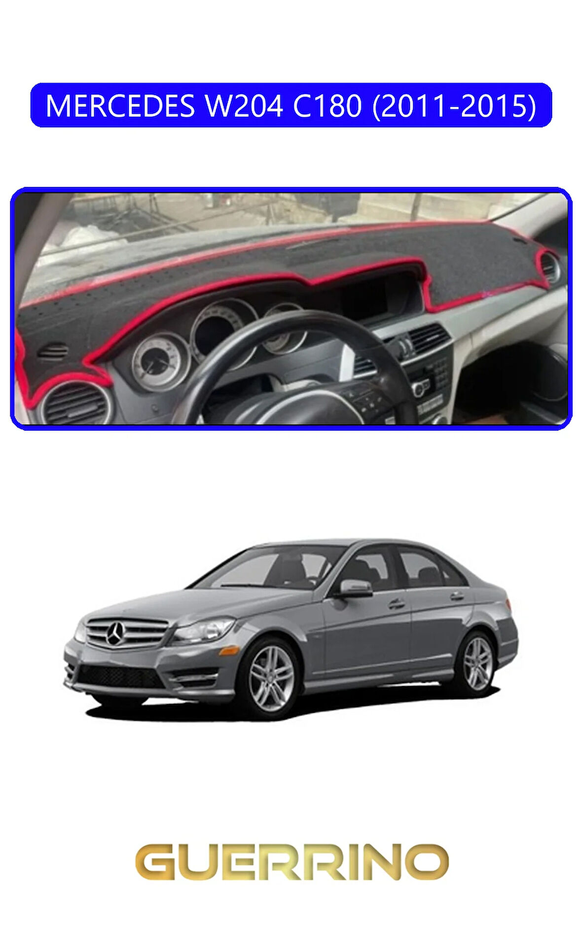 MERCEDES W204 C180 2011-2015TORPİDO KORUMA HALISI MAVİ KENAR