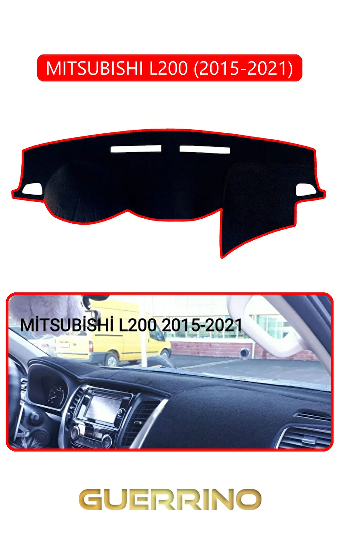 MITSUBISHI L200 2015-2021TORPİDO KORUMA HALISI KIRMIZI KENAR