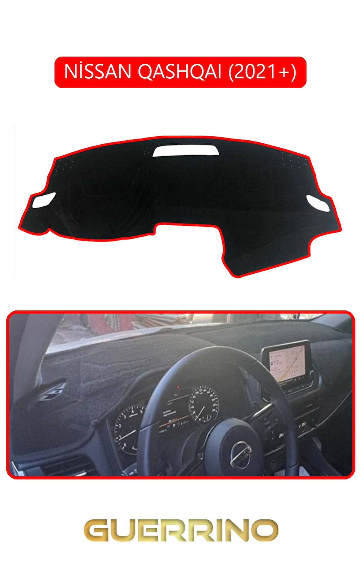 NİSSAN QASHQAI 2021 +TORPİDO KORUMA HALISI KIRMIZI KENAR