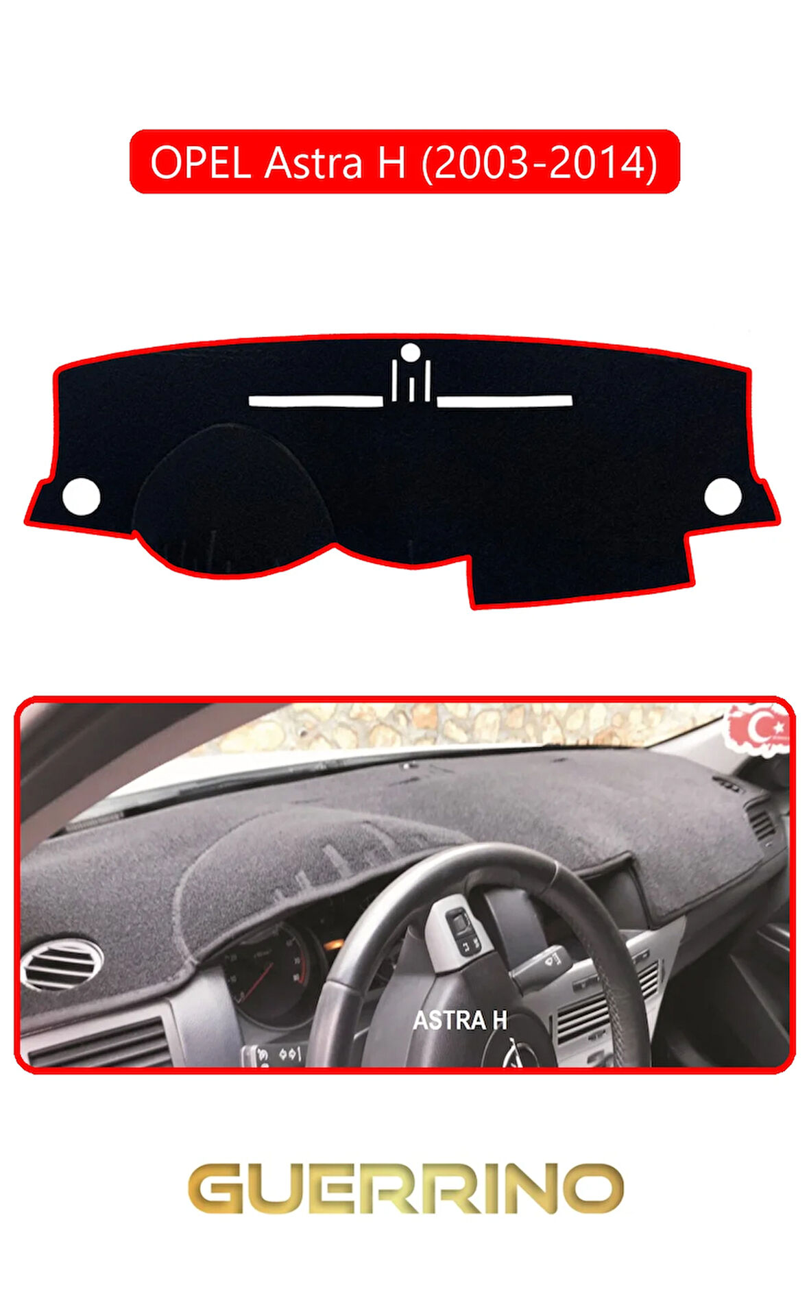 OPEL Astra H (2003-2014)TORPİDO KORUMA HALISI KIRMIZI KENAR