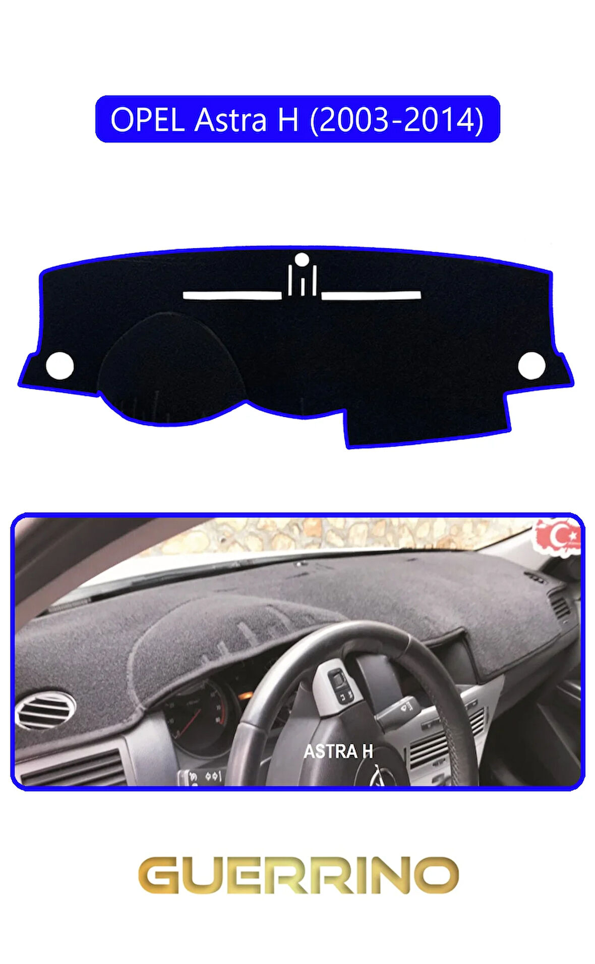 OPEL Astra H (2003-2014)TORPİDO KORUMA HALISI MAVİ KENAR