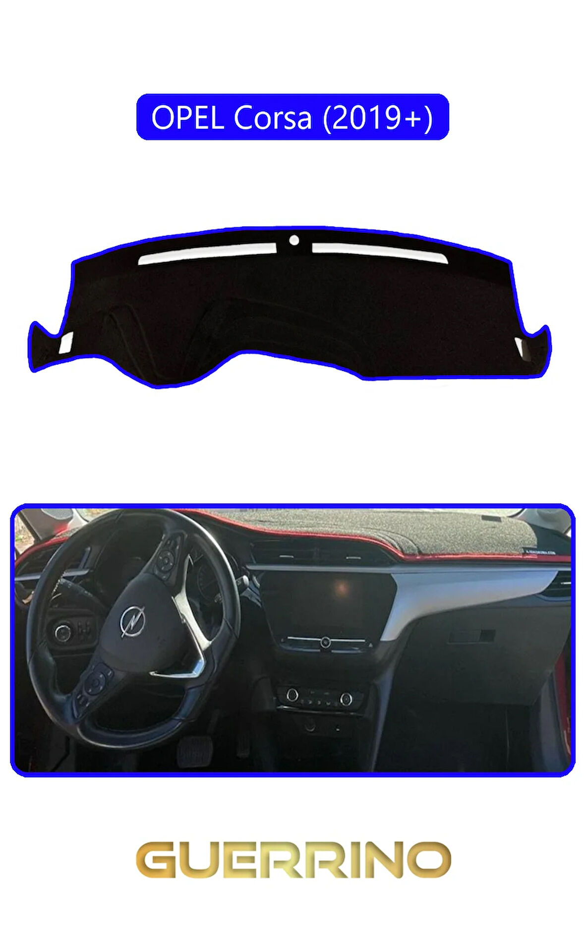 OPEL Corsa (2019 + )TORPİDO KORUMA HALISI MAVİ KENAR
