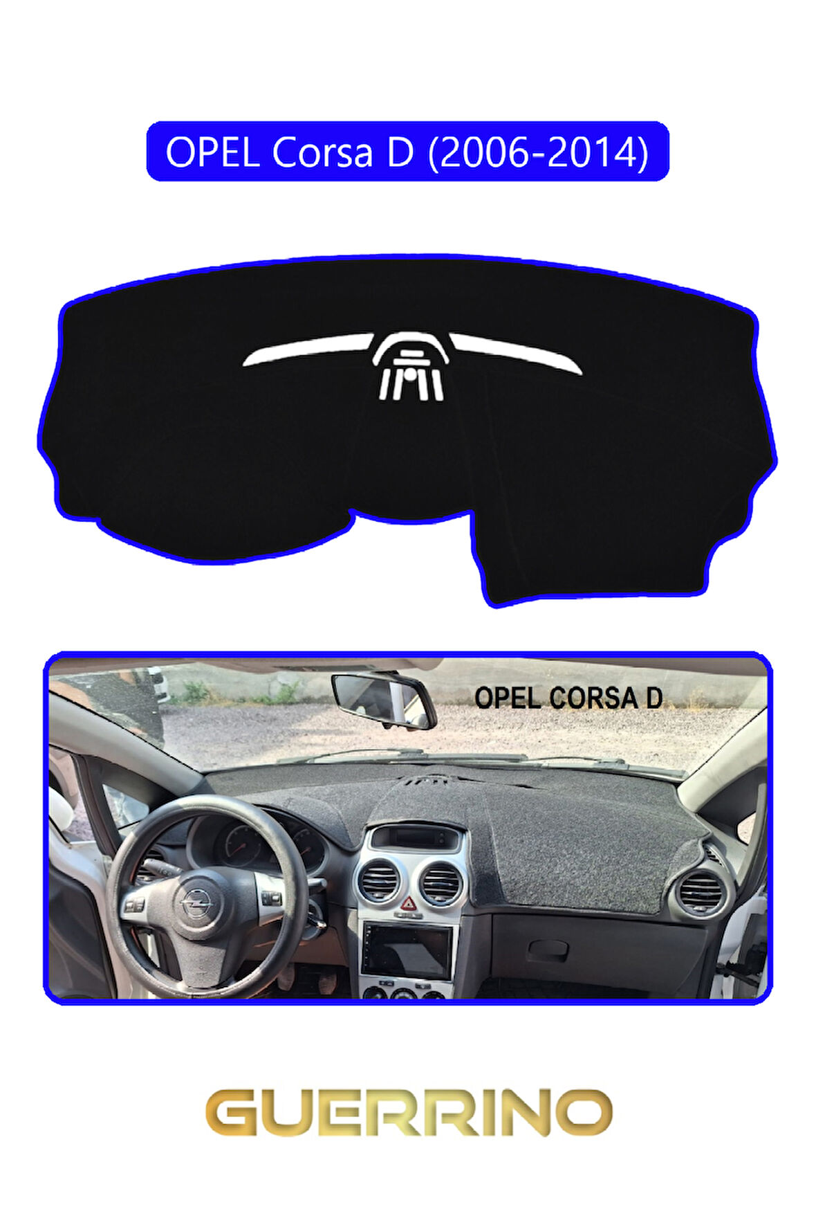 OPEL Corsa D (2006-2014)TORPİDO KORUMA HALISI MAVİ KENAR
