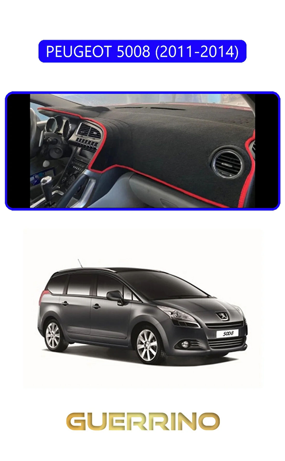 PEUGEOT 5008 (2011-2014)TORPİDO KORUMA HALISI MAVİ KENAR