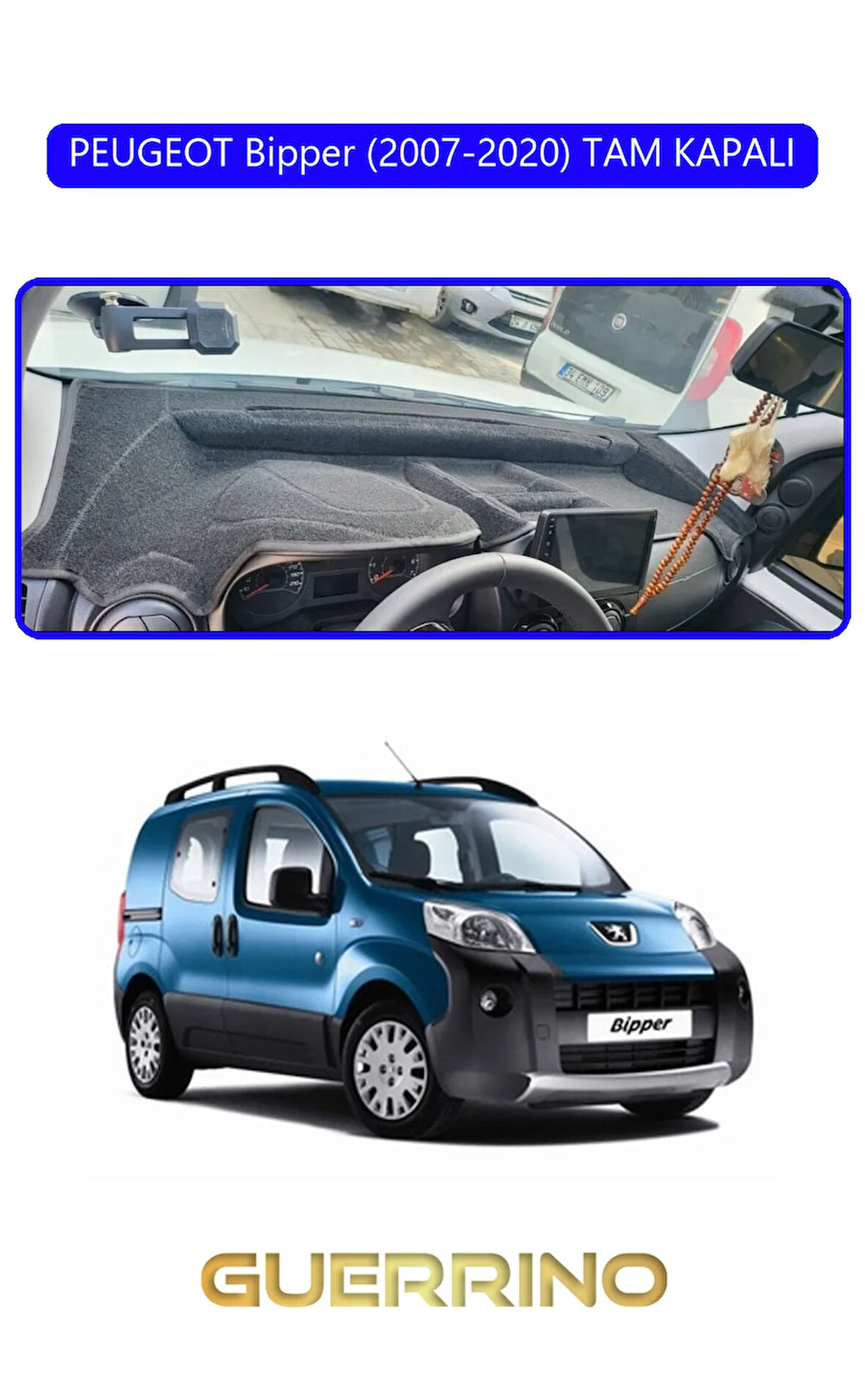 PEUGEOT Bipper (2007-2020) TAM KAPALITORPİDO KORUMA HALISI MAVİ KENAR