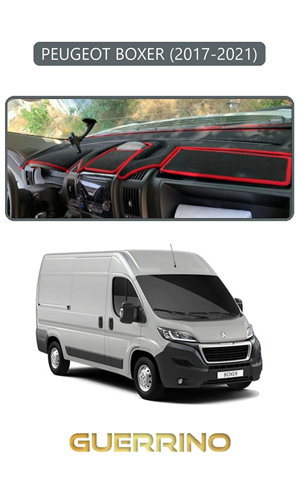 PEUGEOT BOXER 2017 - 2021TORPİDO KORUMA HALISI GRİ KENAR