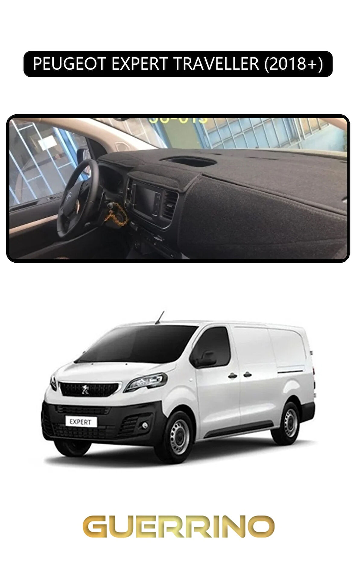 PEUGEOT EXPERT TRAVELLER 2018+TORPİDO KORUMA HALISI SİYAH KENAR