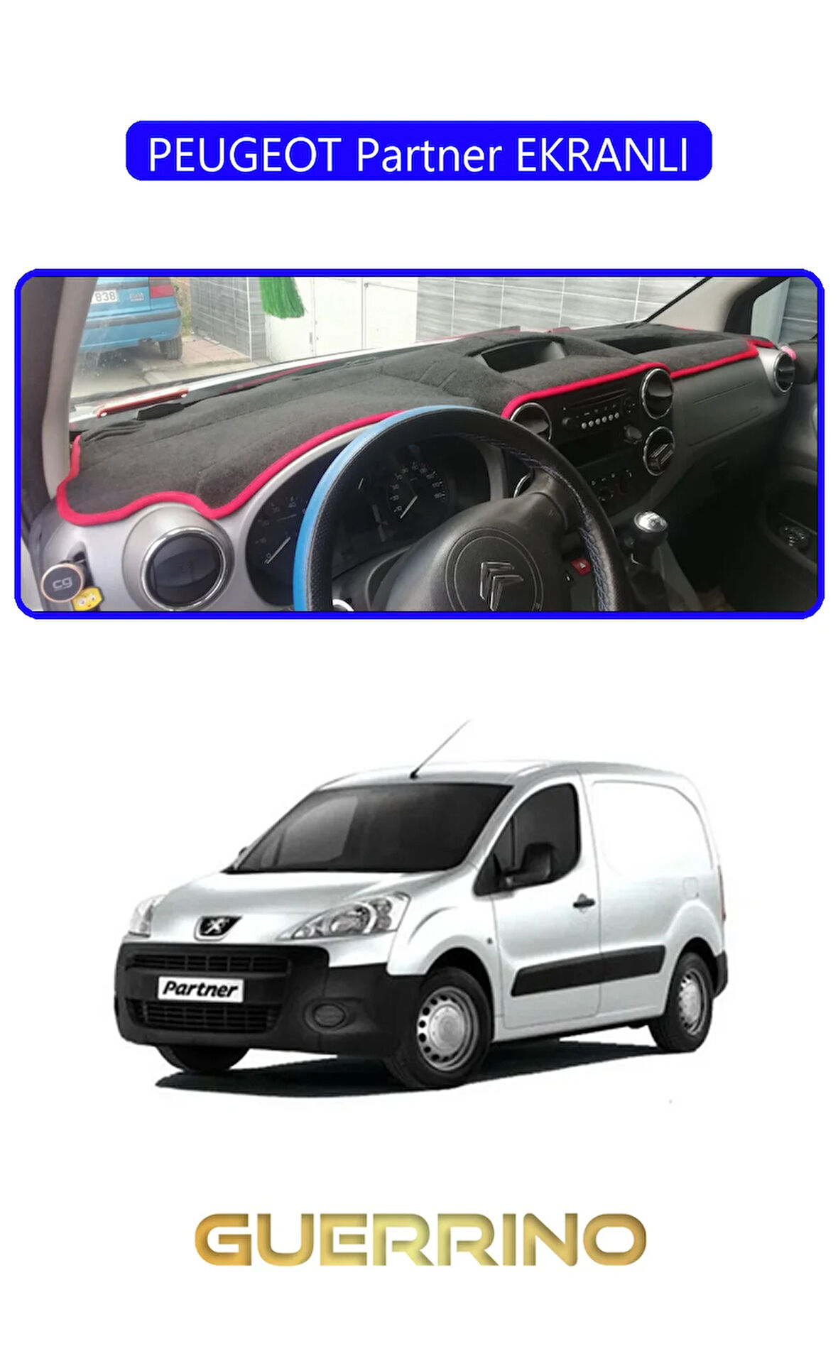 PEUGEOT Partner EKRANLITORPİDO KORUMA HALISI MAVİ KENAR