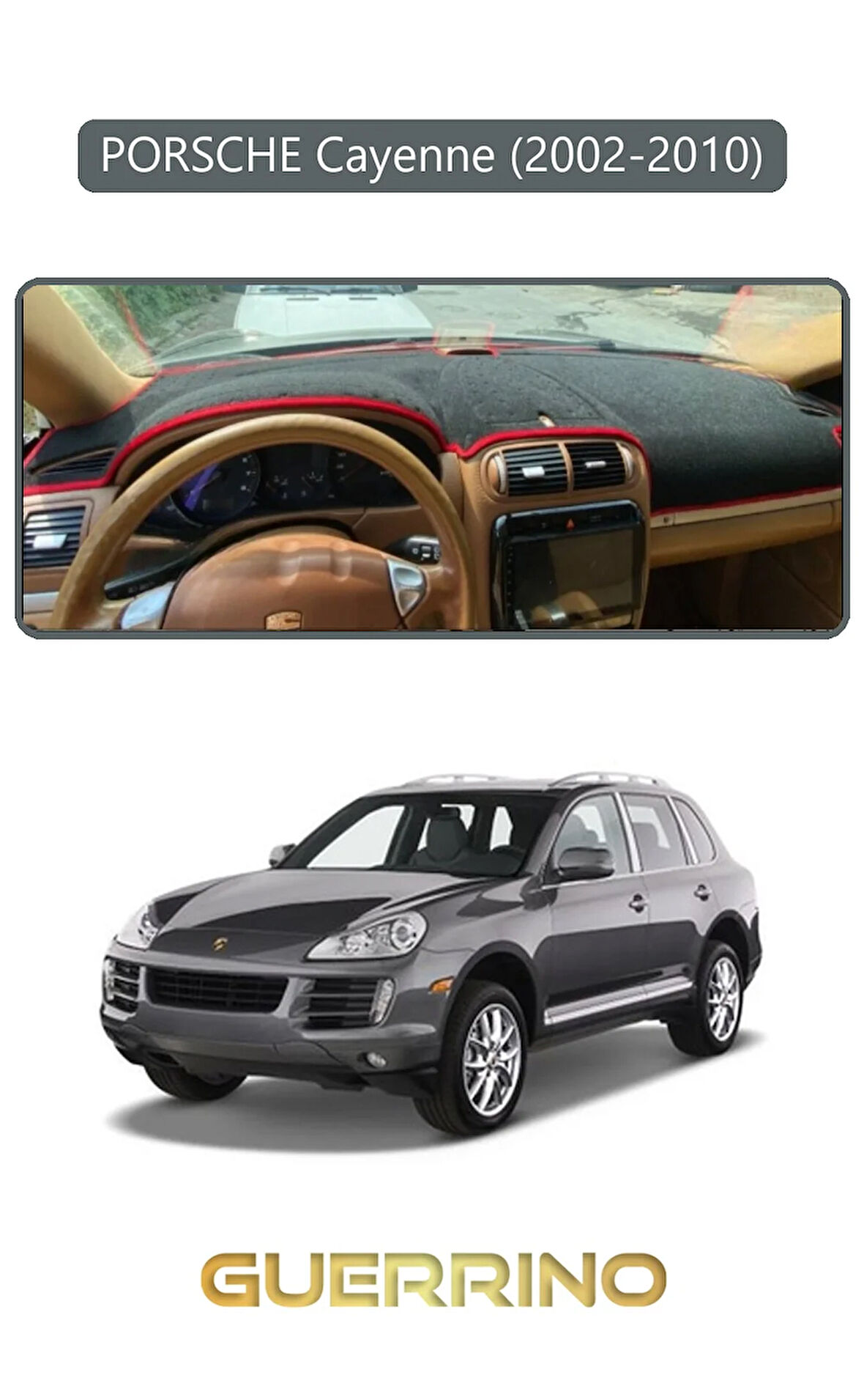 PORSCHE Cayenne (2002-2010) - (955 / 957; )TORPİDO KORUMA HALISI GRİ KENAR