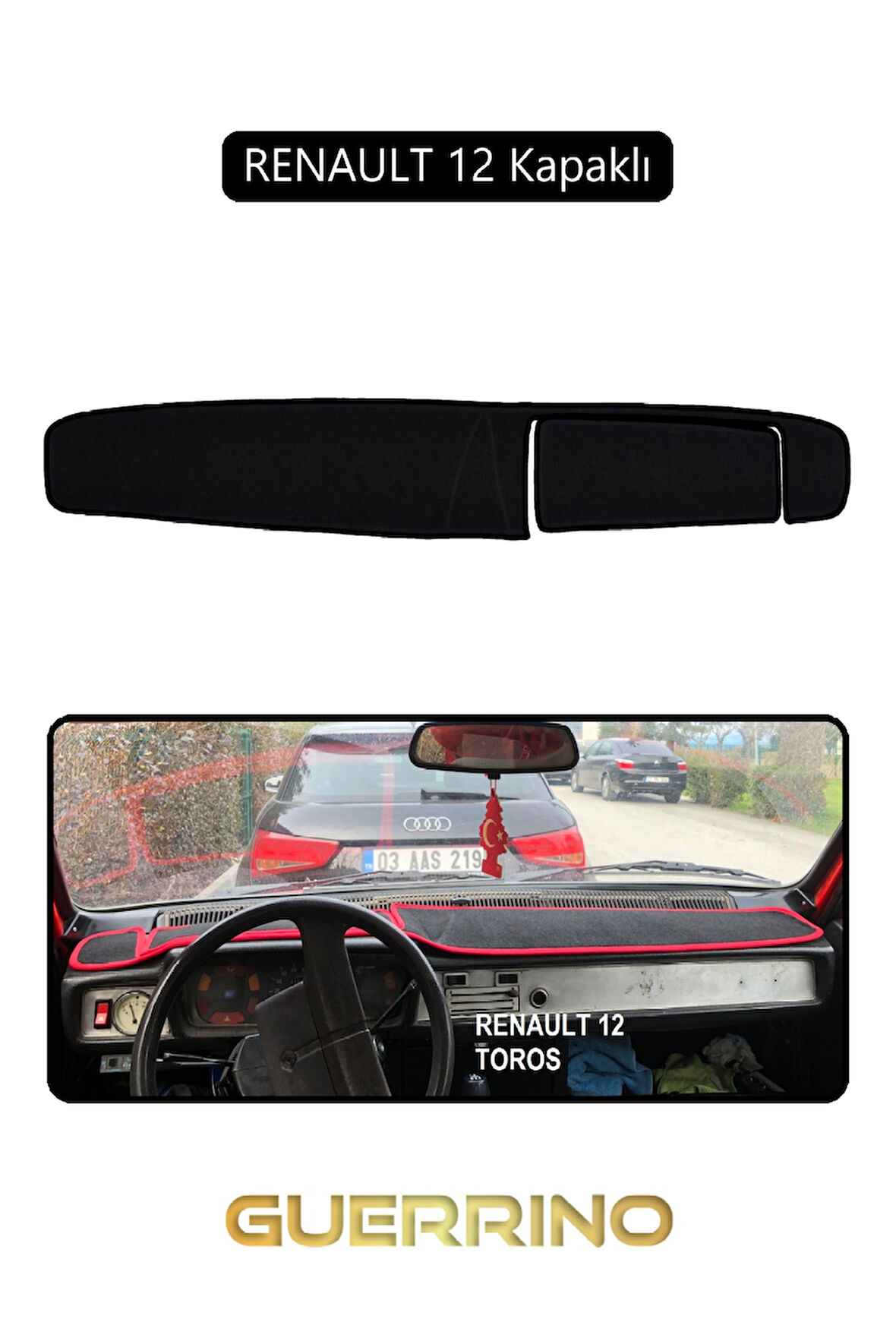 RENAULT 12 - Toros   KAPAKLI TORPİDO KORUMA HALISI SİYAH KENAR