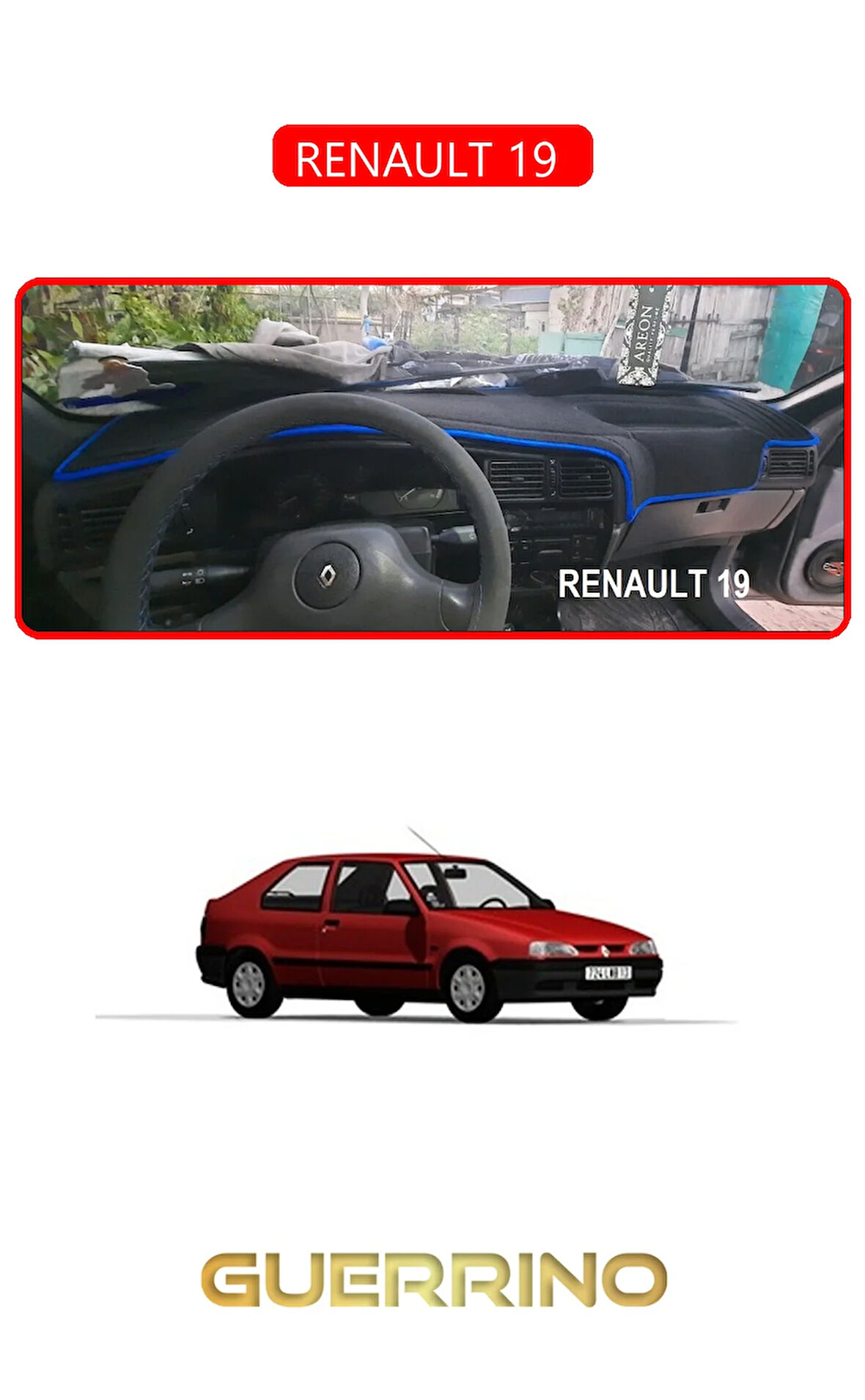 RENAULT 19 TORPİDO KORUMA HALISI KIRMIZI KENAR