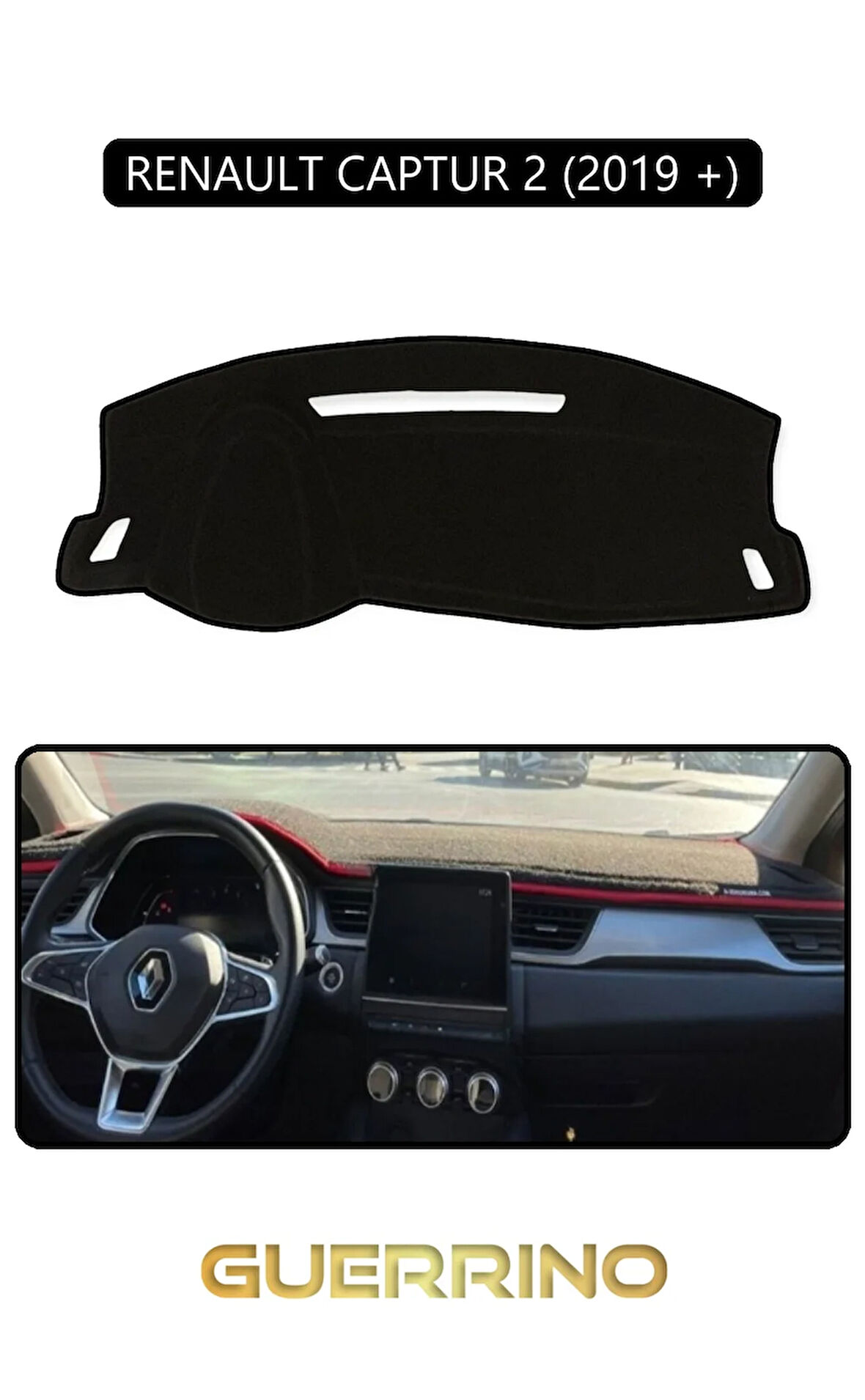 RENAULT CAPTUR 2 (2019 +)TORPİDO KORUMA HALISI SİYAH KENAR