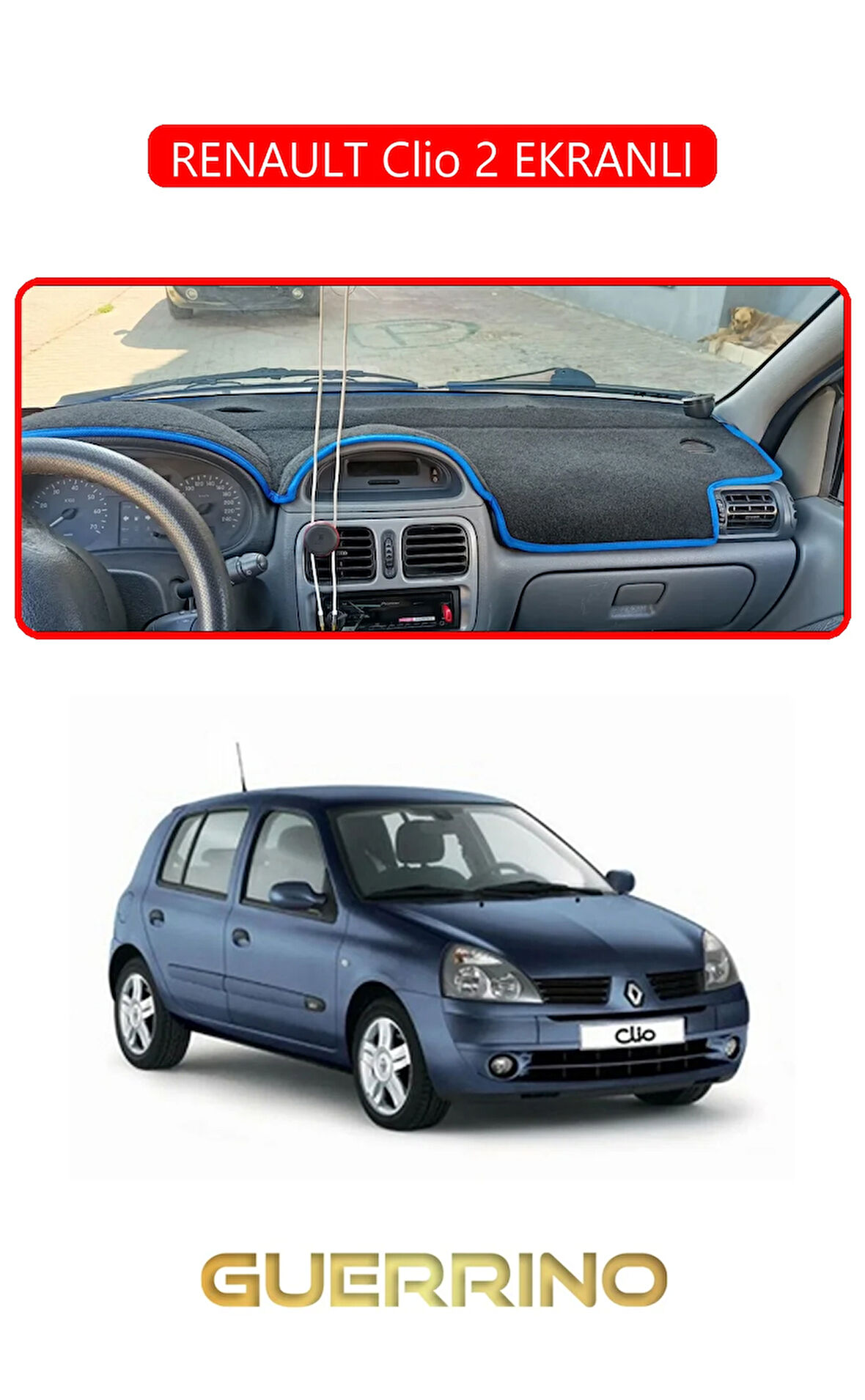 RENAULT Clio 2 EKRANLITORPİDO KORUMA HALISI KIRMIZI KENAR