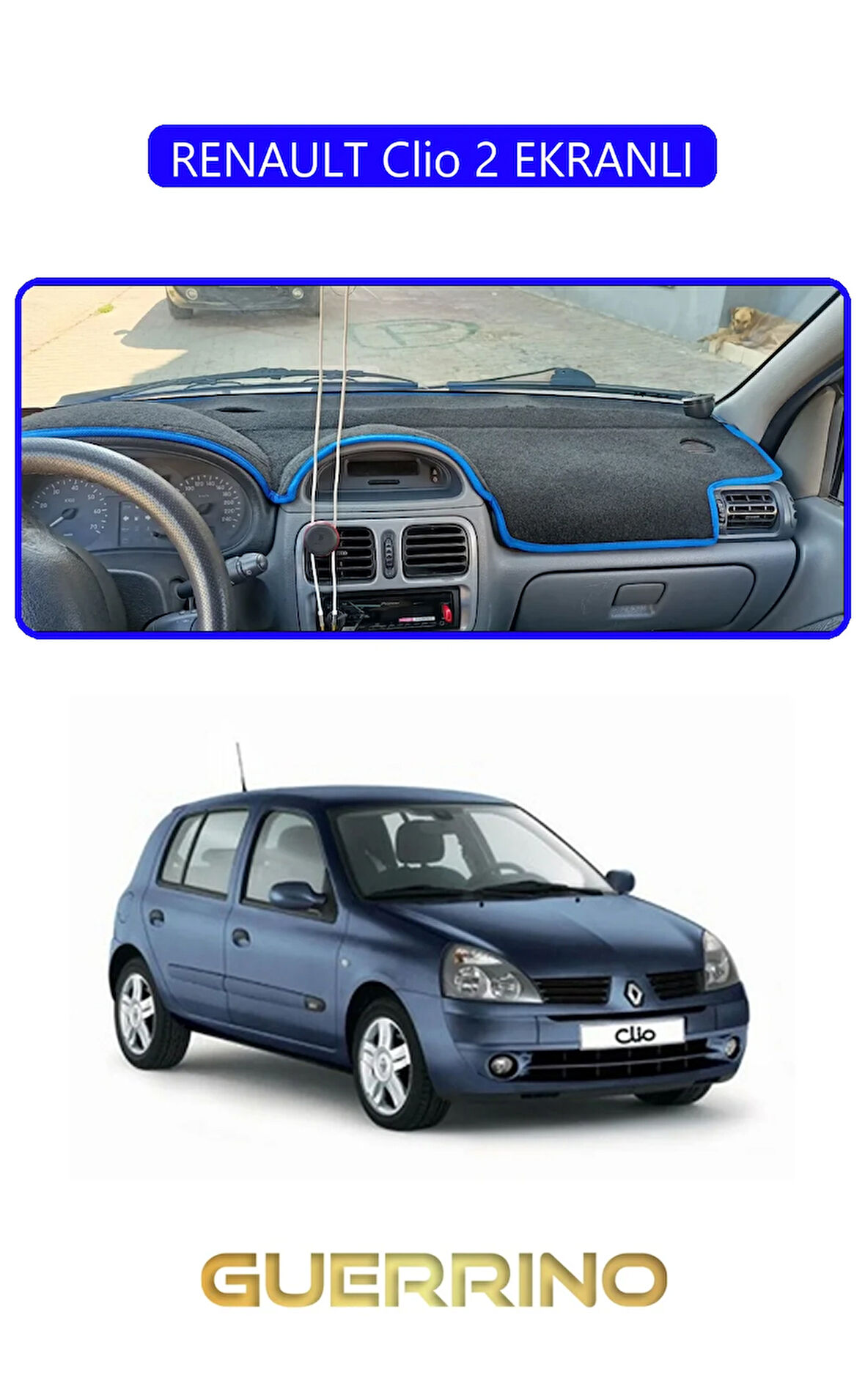 RENAULT Clio 2 EKRANLITORPİDO KORUMA HALISI MAVİ KENAR