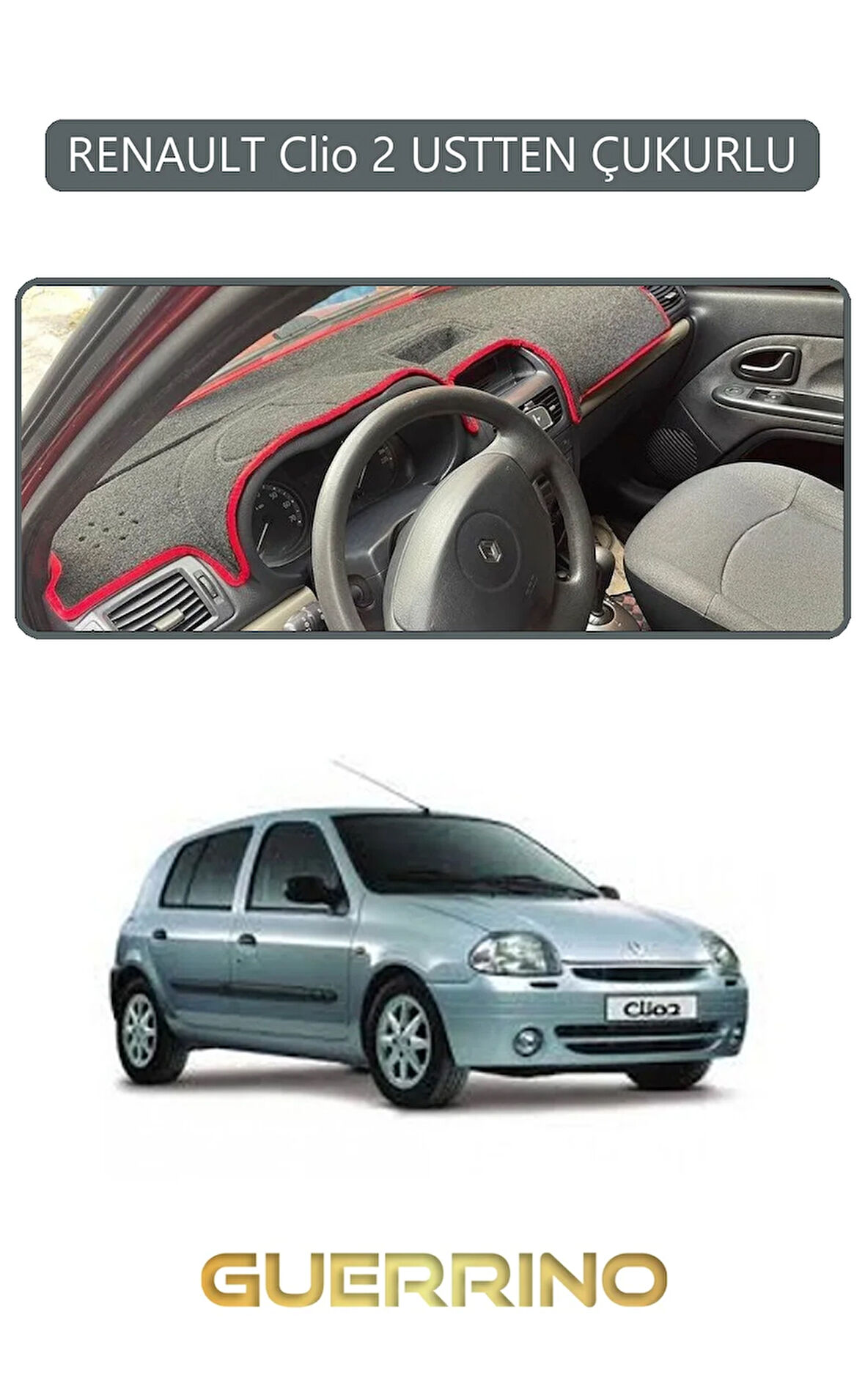 RENAULT Clio 2 USTTEN ÇUKURLUTORPİDO KORUMA HALISI GRİ KENAR