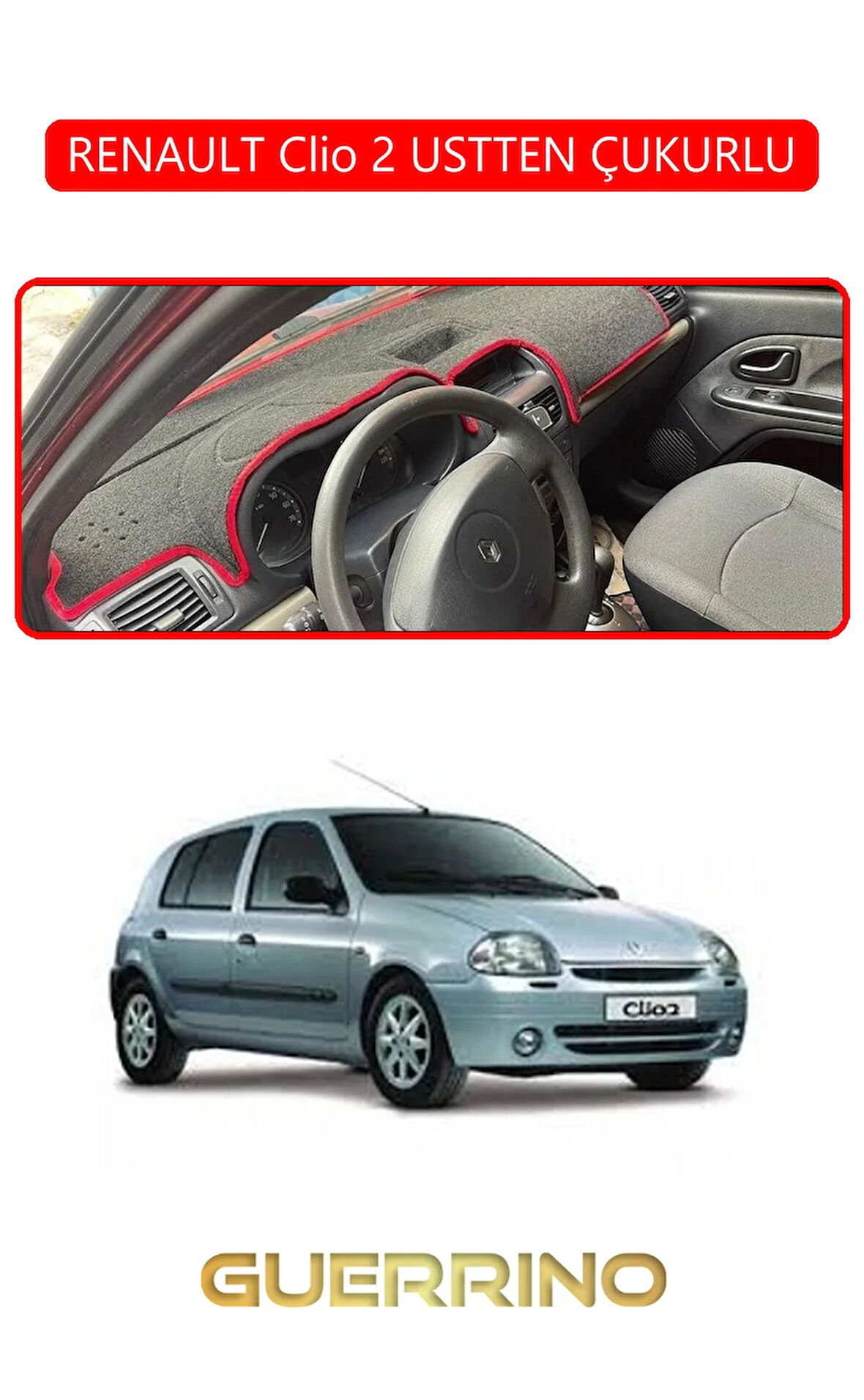 RENAULT Clio 2 USTTEN ÇUKURLUTORPİDO KORUMA HALISI KIRMIZI KENAR