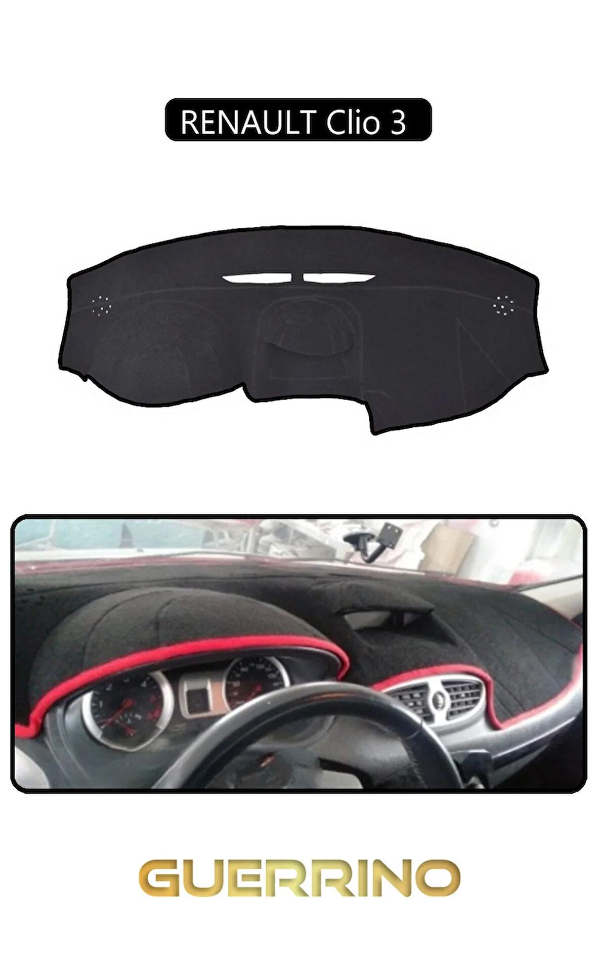 RENAULT Clio 3 TORPİDO KORUMA HALISI SİYAH KENAR