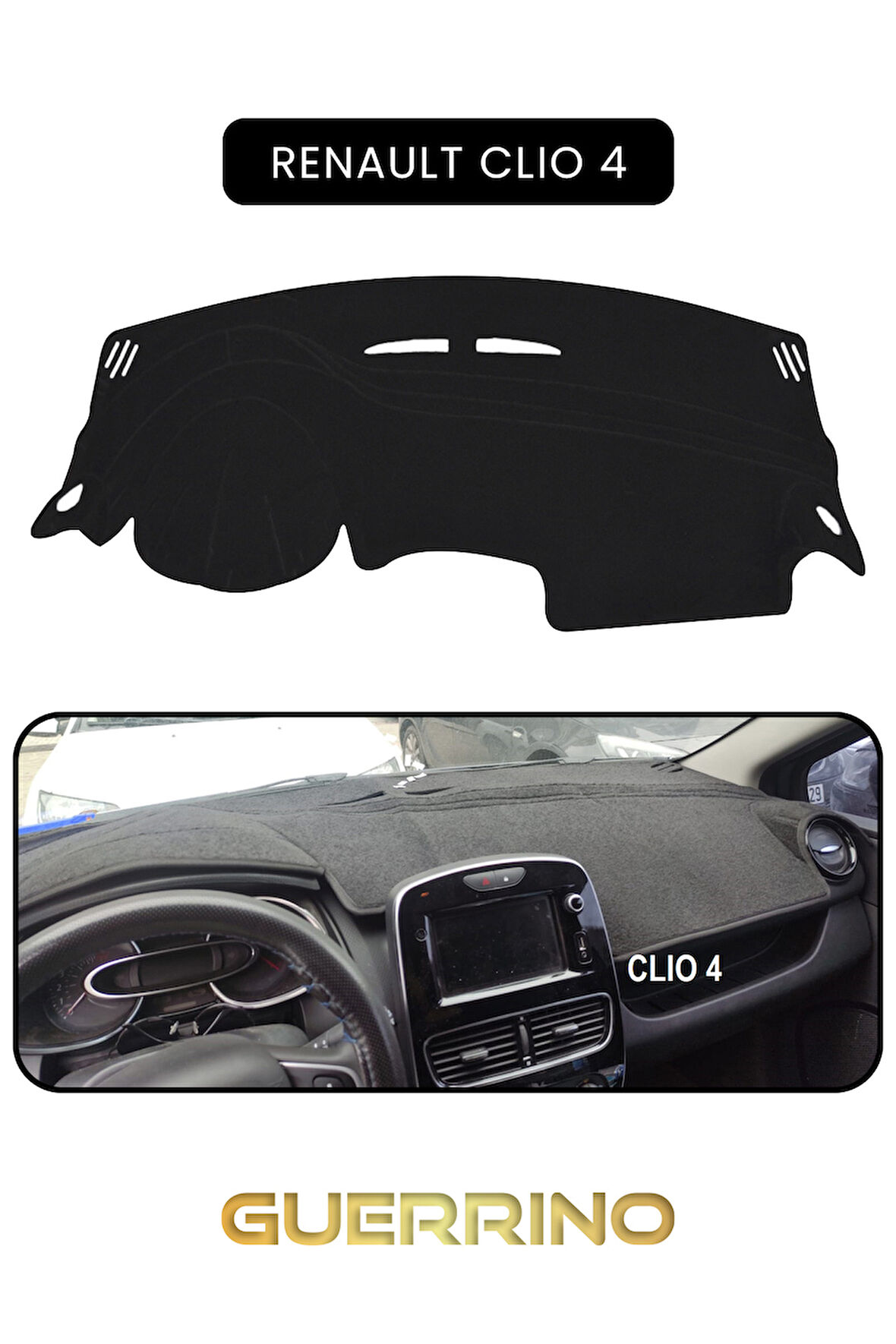 RENAULT Clio 4TORPİDO KORUMA HALISI SİYAH KENAR