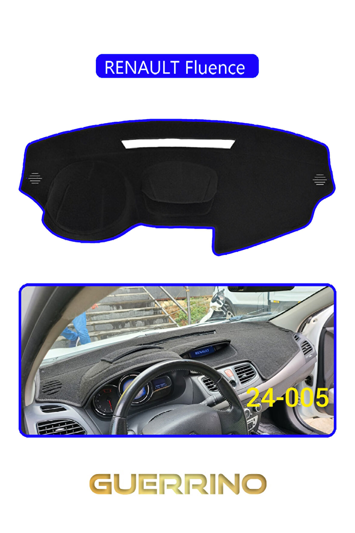 RENAULT Fluence TORPİDO KORUMA HALISI MAVİ KENAR