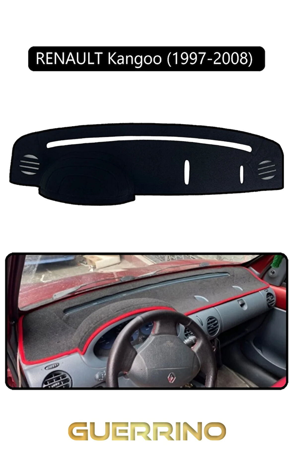 RENAULT Kangoo (1997-2008) TORPİDO KORUMA HALISI SİYAH KENAR