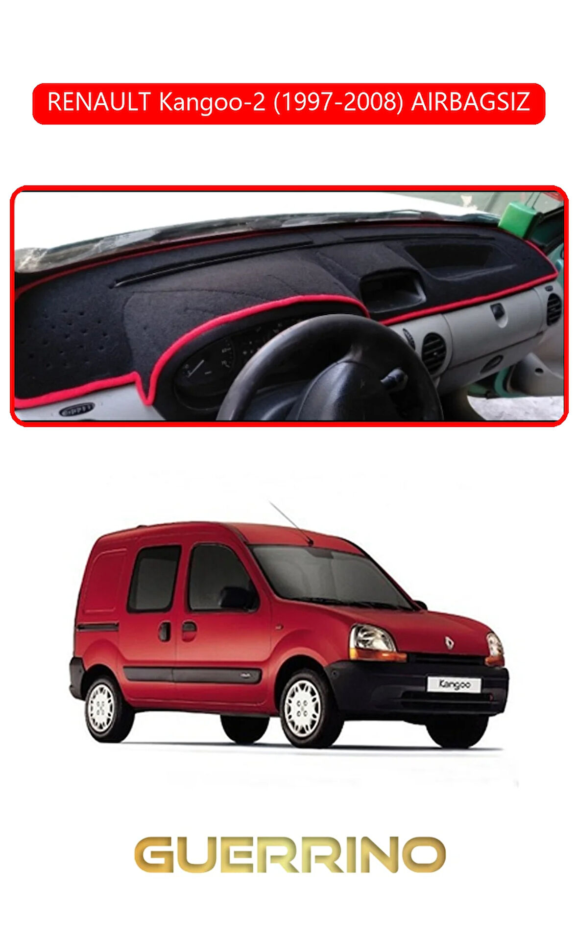 RENAULT Kangoo-2 (1997-2008) AIRBAGSIZTORPİDO KORUMA HALISI KIRMIZI KENAR