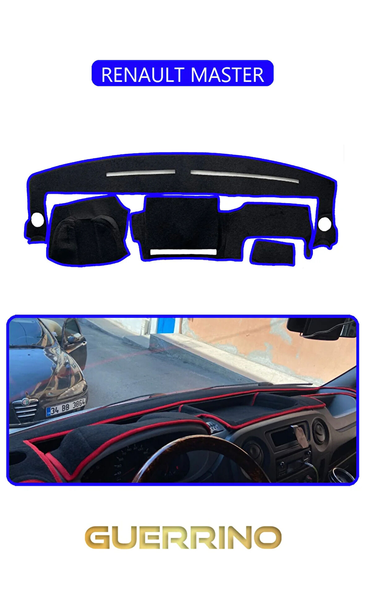 RENAULT MASTERTORPİDO KORUMA HALISI MAVİ KENAR