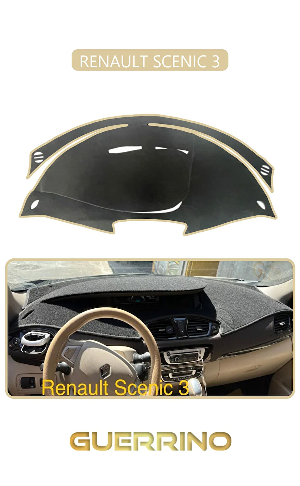 RENAULT SCENIC 3TORPİDO KORUMA HALISI BEJ KENAR