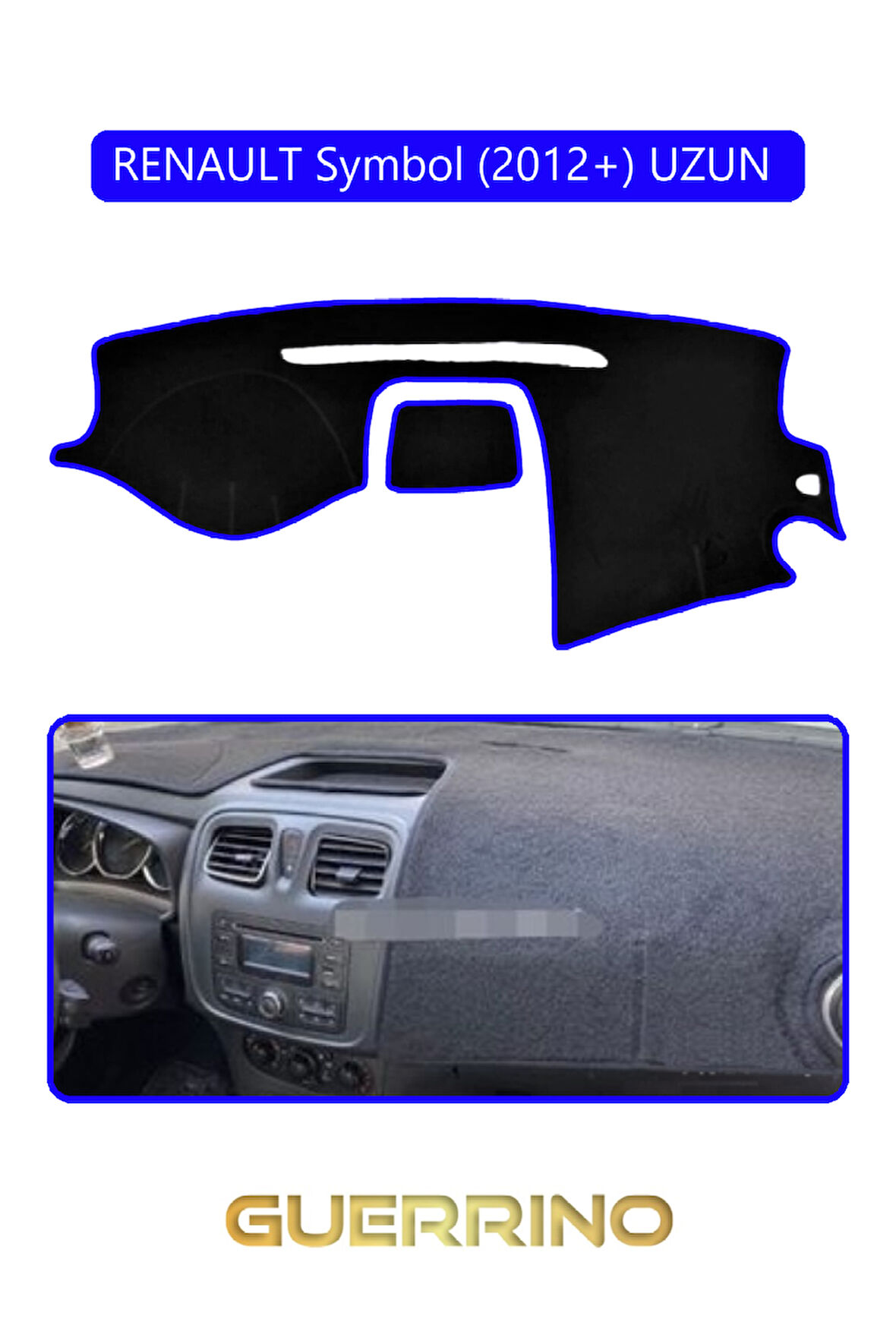RENAULT Symbol (2012+) UZUN TORPİDO KORUMA HALISI MAVİ KENAR
