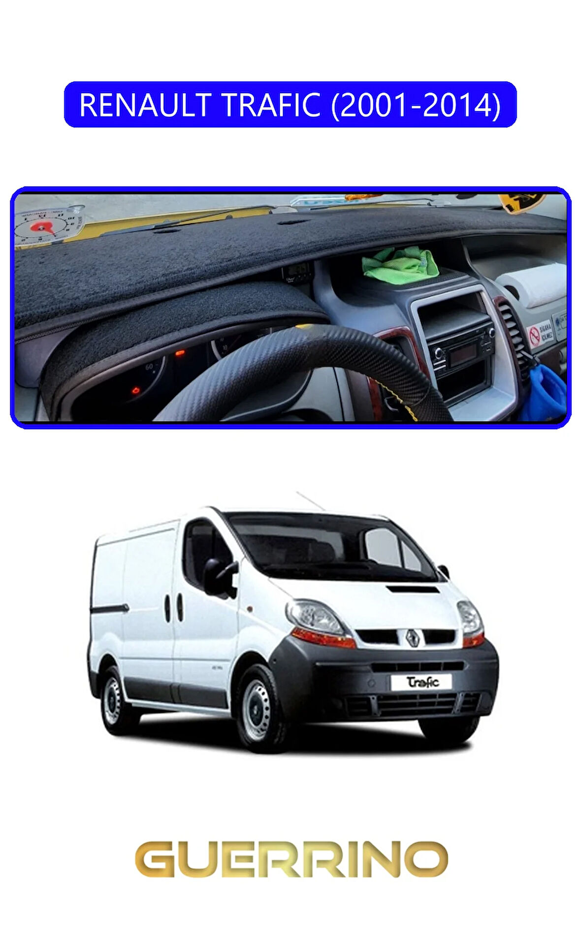 RENAULT TRAFIC (2001-2014)TORPİDO KORUMA HALISI MAVİ KENAR
