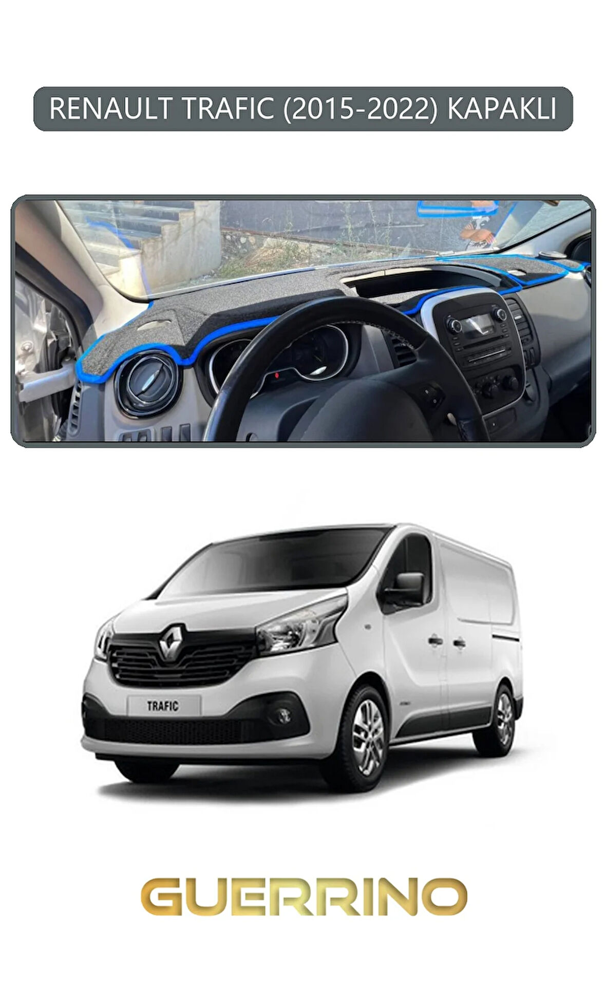 RENAULT TRAFIC (2015-2022) KAPAKLITORPİDO KORUMA HALISI GRİ KENAR
