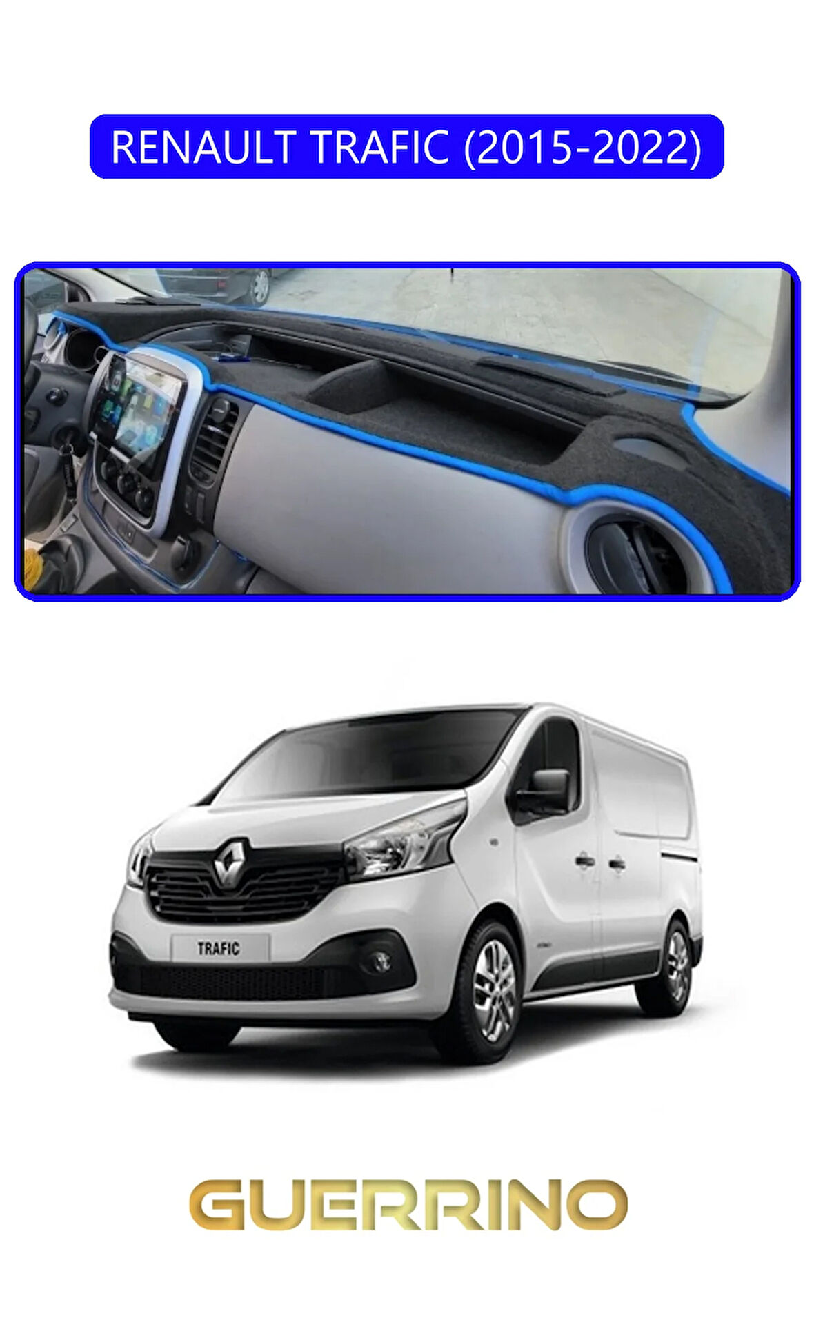 RENAULT TRAFIC (2015-2022)TORPİDO KORUMA HALISI MAVİ KENAR