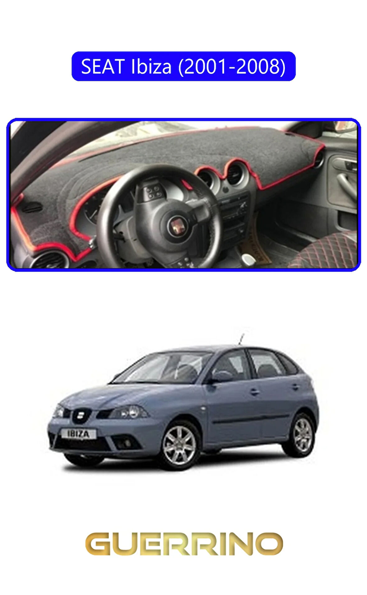 SEAT Ibiza (2001-2008)TORPİDO KORUMA HALISI MAVİ KENAR