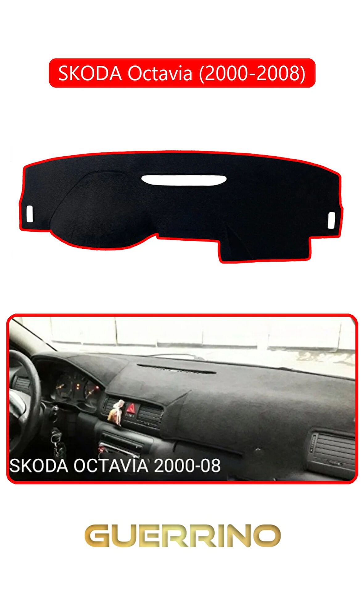 SKODA Octavia (2000-2008)TORPİDO KORUMA HALISI KIRMIZI KENAR