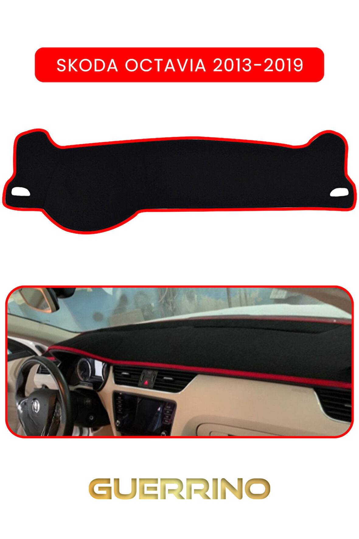 SKODA Octavia (2013-2019)TORPİDO KORUMA HALISI KIRMIZI KENAR