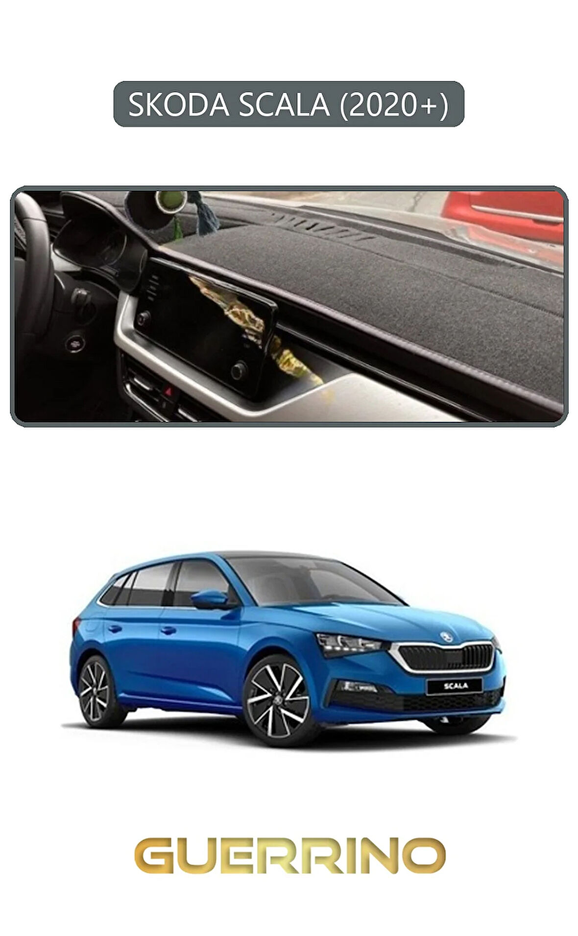 SKODA SCALA - KAMIQ 2020+TORPİDO KORUMA HALISI GRİ KENAR