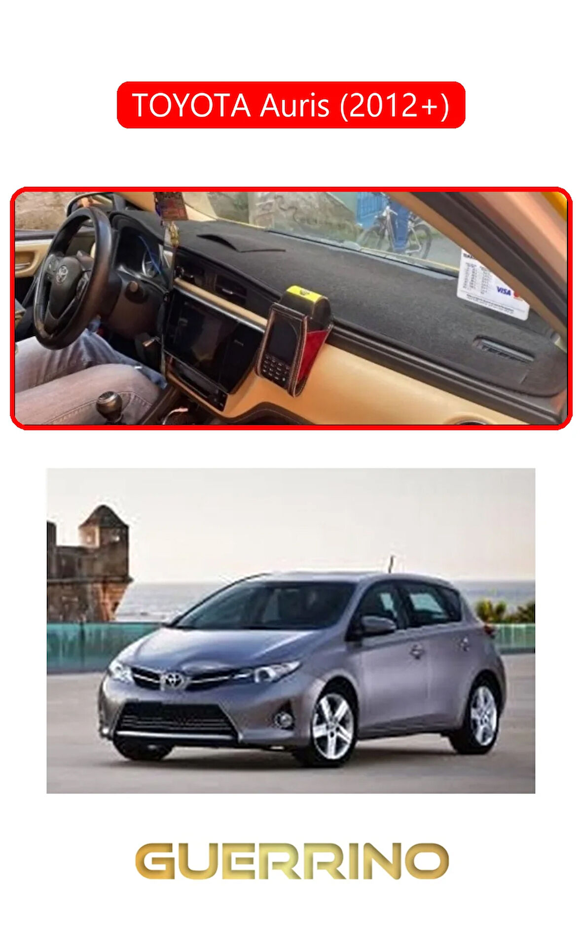 TOYOTA Auris (2012-2013)TORPİDO KORUMA HALISI KIRMIZI KENAR