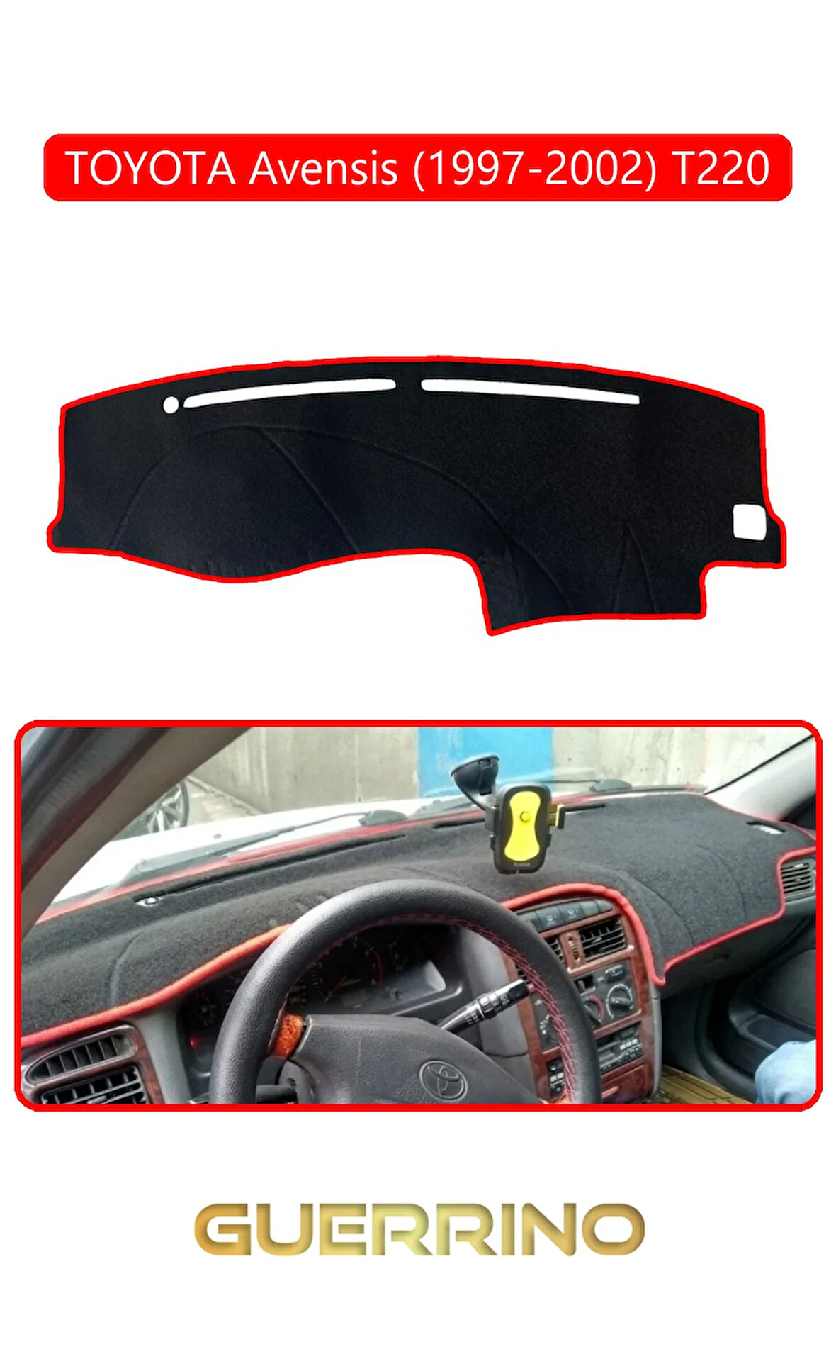 TOYOTA Avensis (1997-2002) T220TORPİDO KORUMA HALISI KIRMIZI KENAR