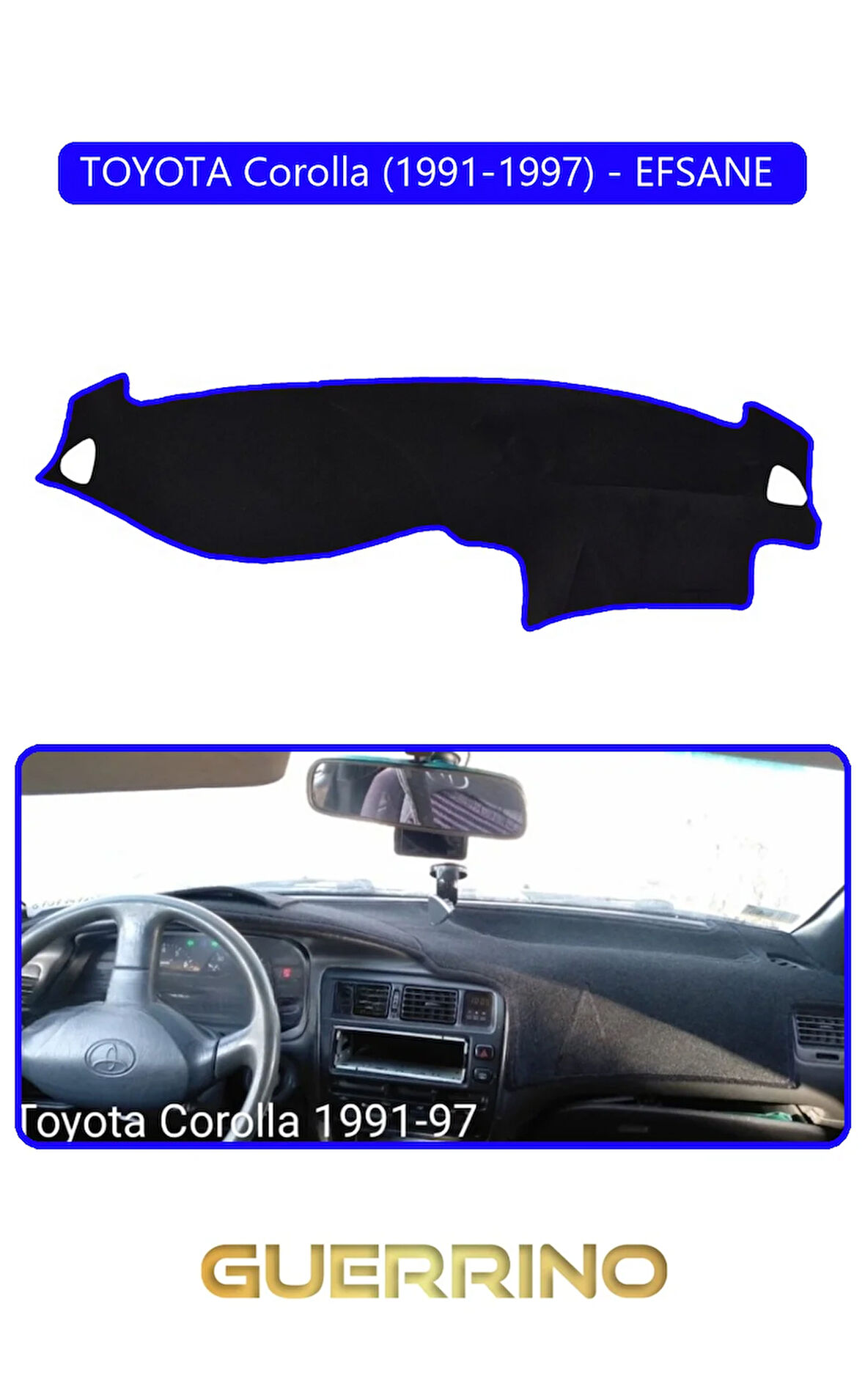 TOYOTA Corolla (1991-1997) - EFSANE TORPİDO KORUMA HALISI MAVİ KENAR