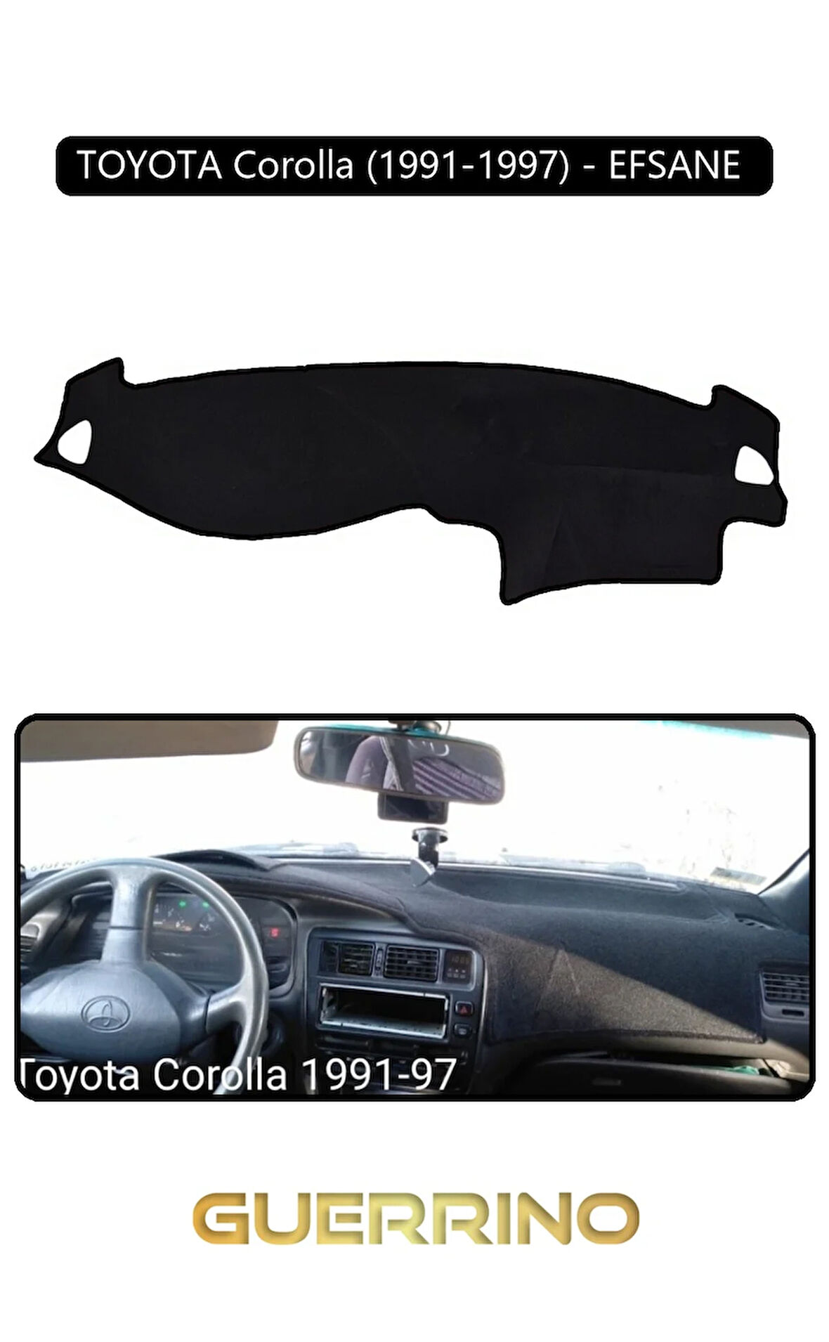 TOYOTA Corolla (1991-1997) - EFSANE TORPİDO KORUMA HALISI SİYAH KENAR