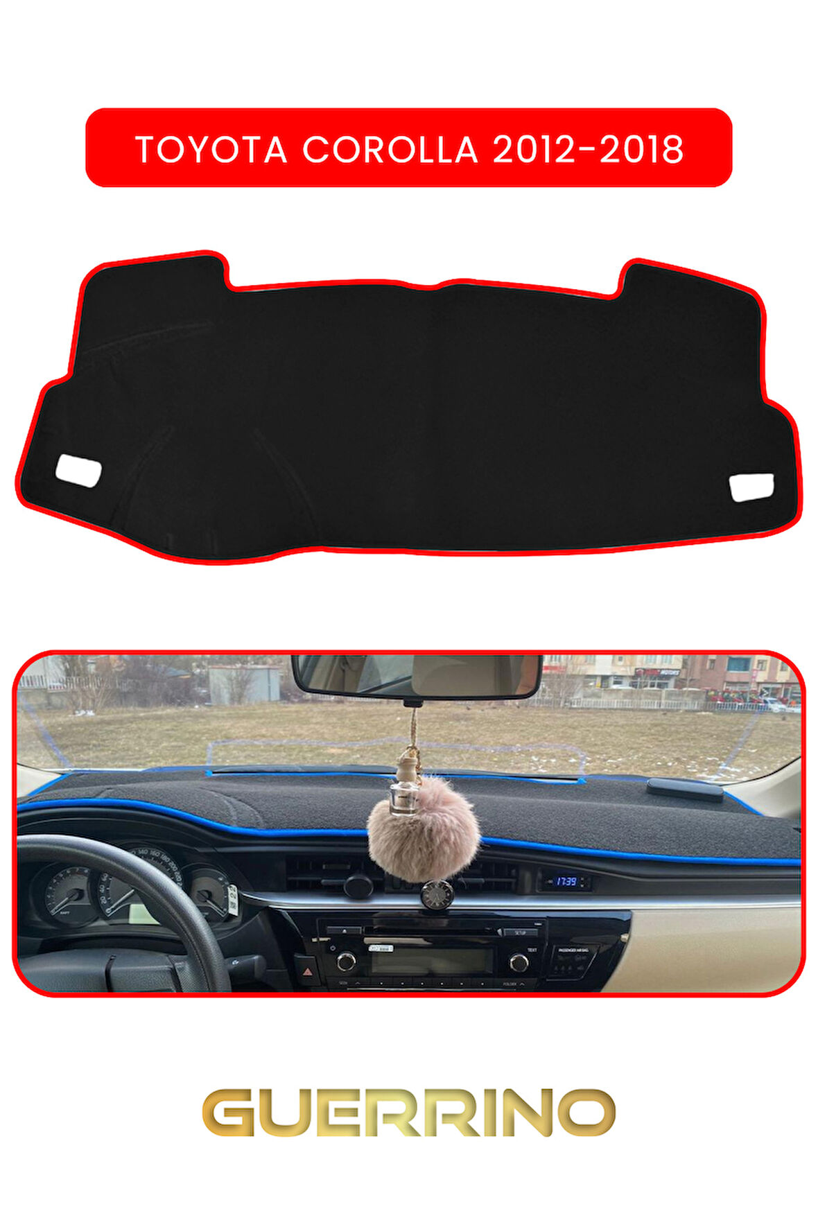 TOYOTA Corolla (2012-2018)TORPİDO KORUMA HALISI KIRMIZI KENAR