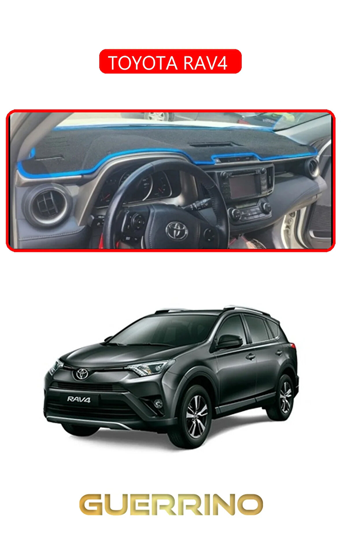 TOYOTA RAV4 TORPİDO KORUMA HALISI KIRMIZI KENAR