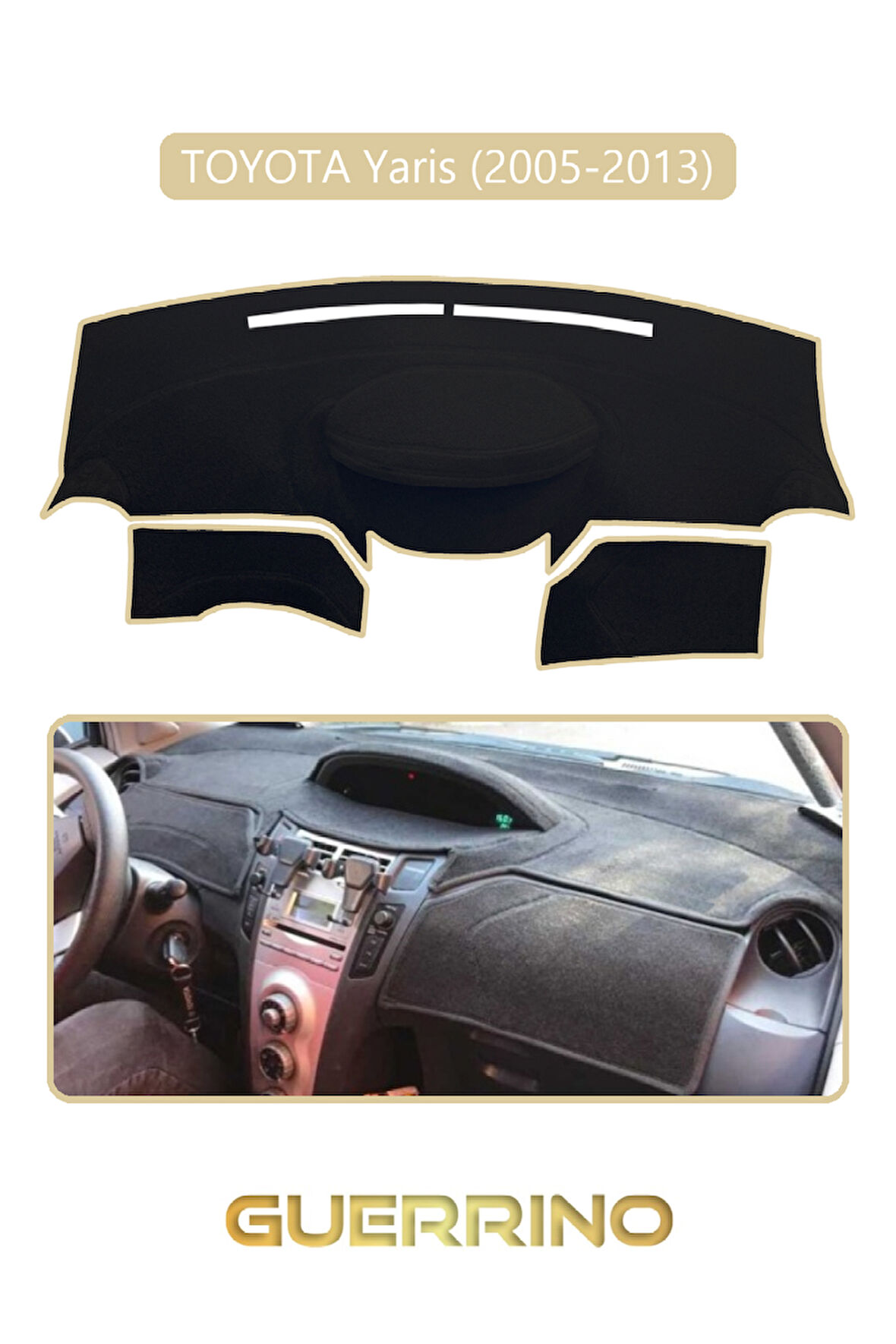 TOYOTA Yaris (2005-2013)TORPİDO KORUMA HALISI BEJ KENAR