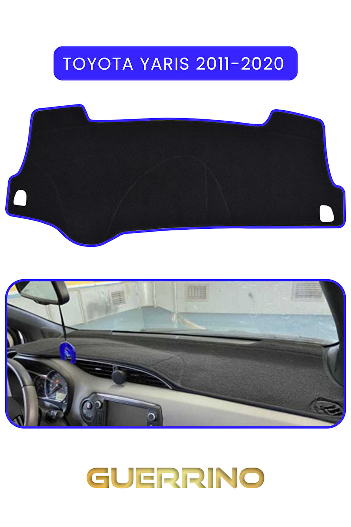 TOYOTA Yaris (2011-2020) TORPİDO KORUMA HALISI MAVİ KENAR