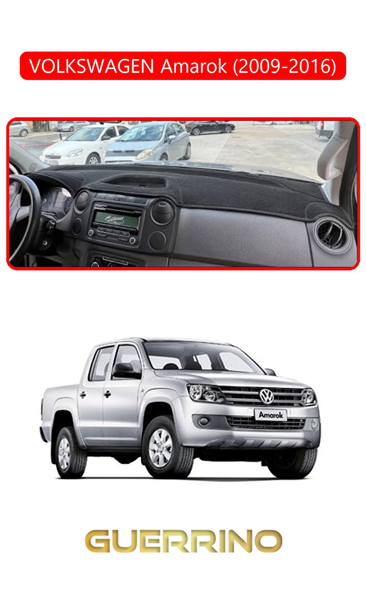 VOLKSWAGEN Amarok (2009-2016)TORPİDO KORUMA HALISI KIRMIZI KENAR