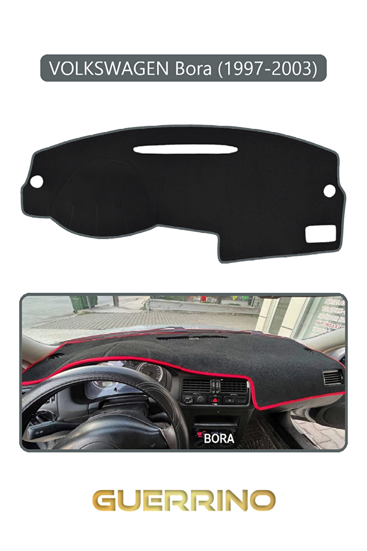 VOLKSWAGEN BORA (1997-2003) TORPİDO KORUMA HALISI GRİ KENAR