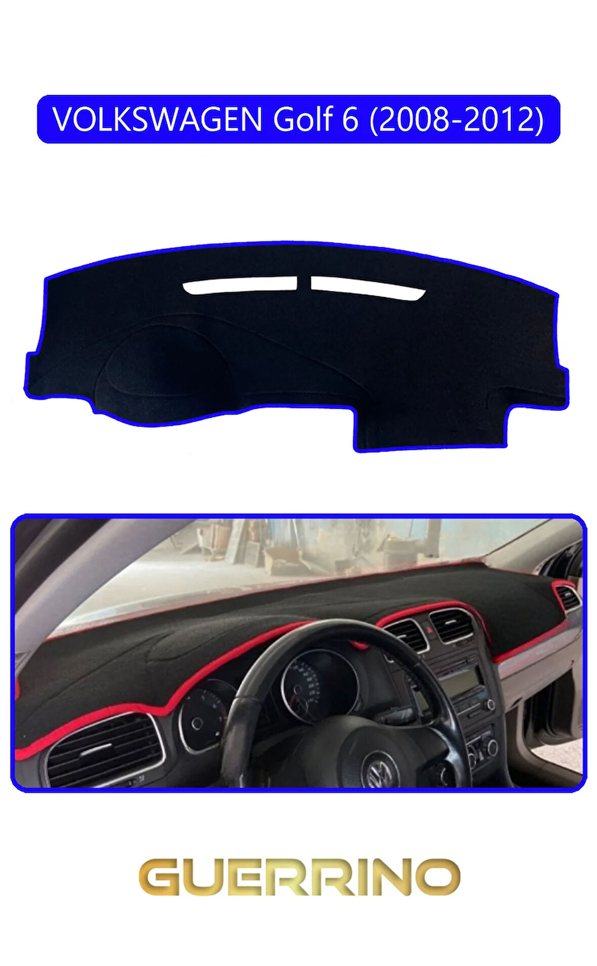 VOLKSWAGEN Golf 6 (2008-2012)TORPİDO KORUMA HALISI MAVİ KENAR