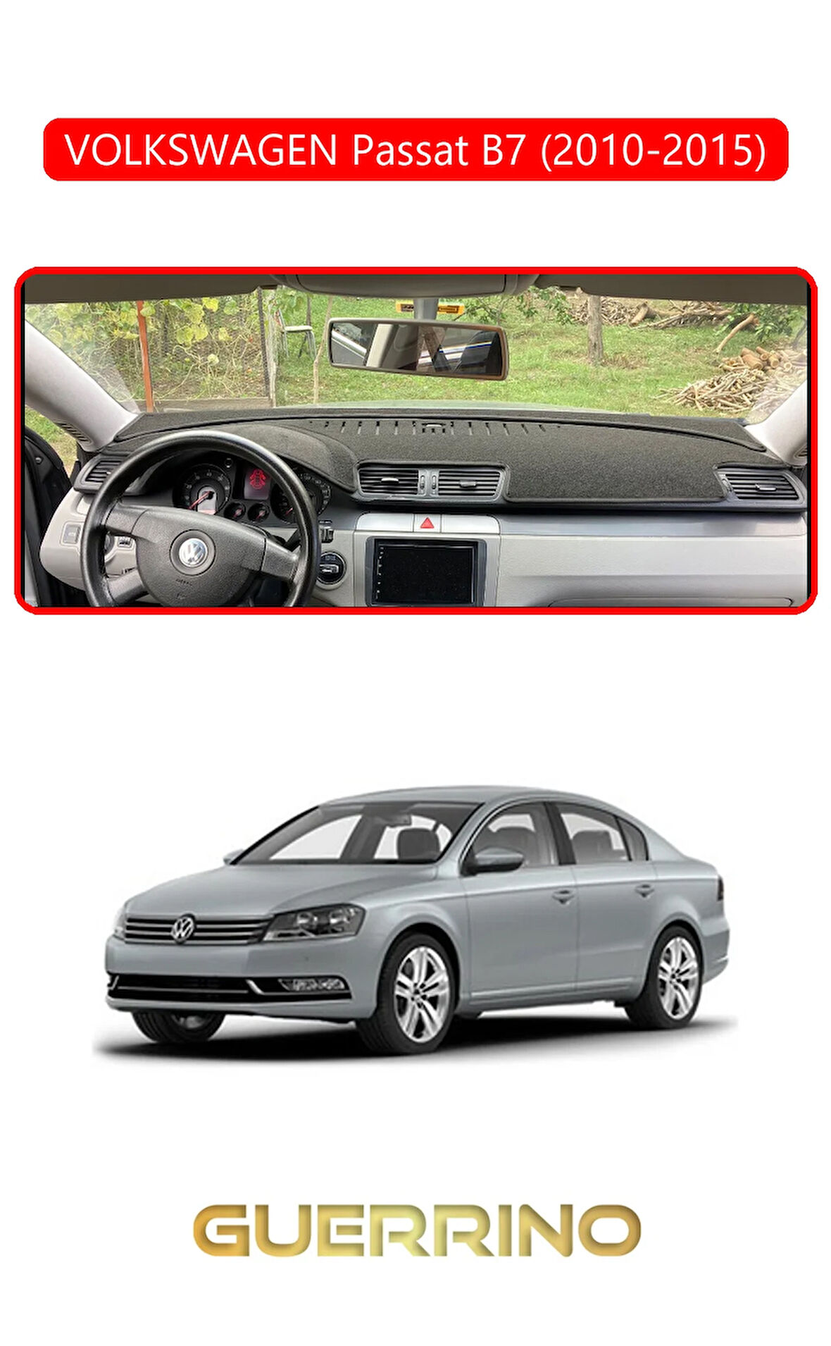 VOLKSWAGEN Passat B7 (2010-2015)TORPİDO KORUMA HALISI KIRMIZI KENAR