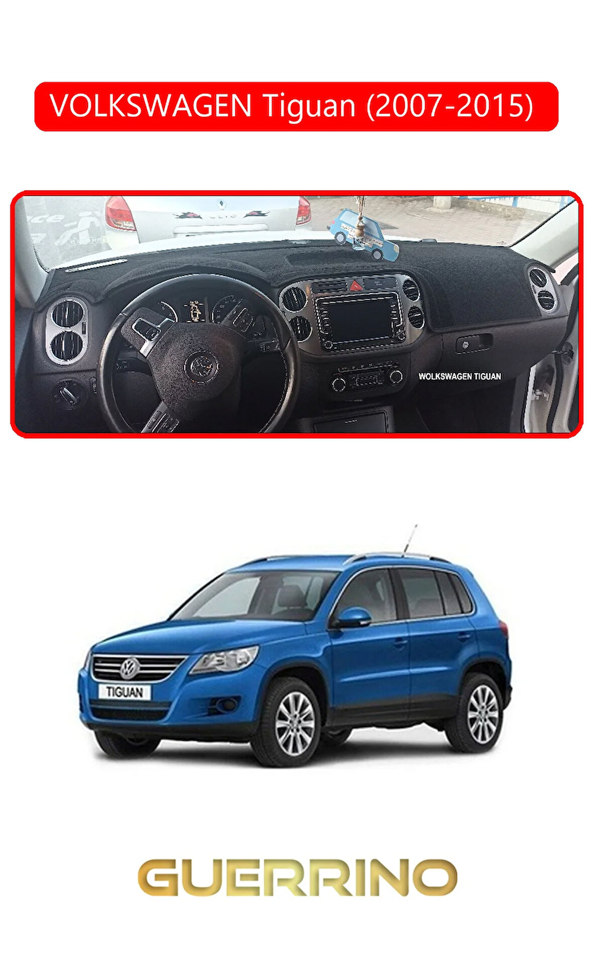 VOLKSWAGEN Tiguan (2007-2015) ;TORPİDO KORUMA HALISI KIRMIZI KENAR