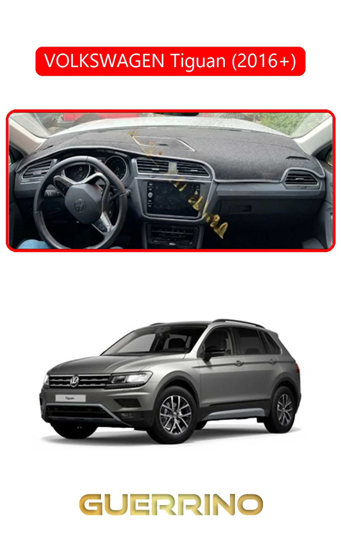 VOLKSWAGEN Tiguan (2016+) ;TORPİDO KORUMA HALISI KIRMIZI KENAR
