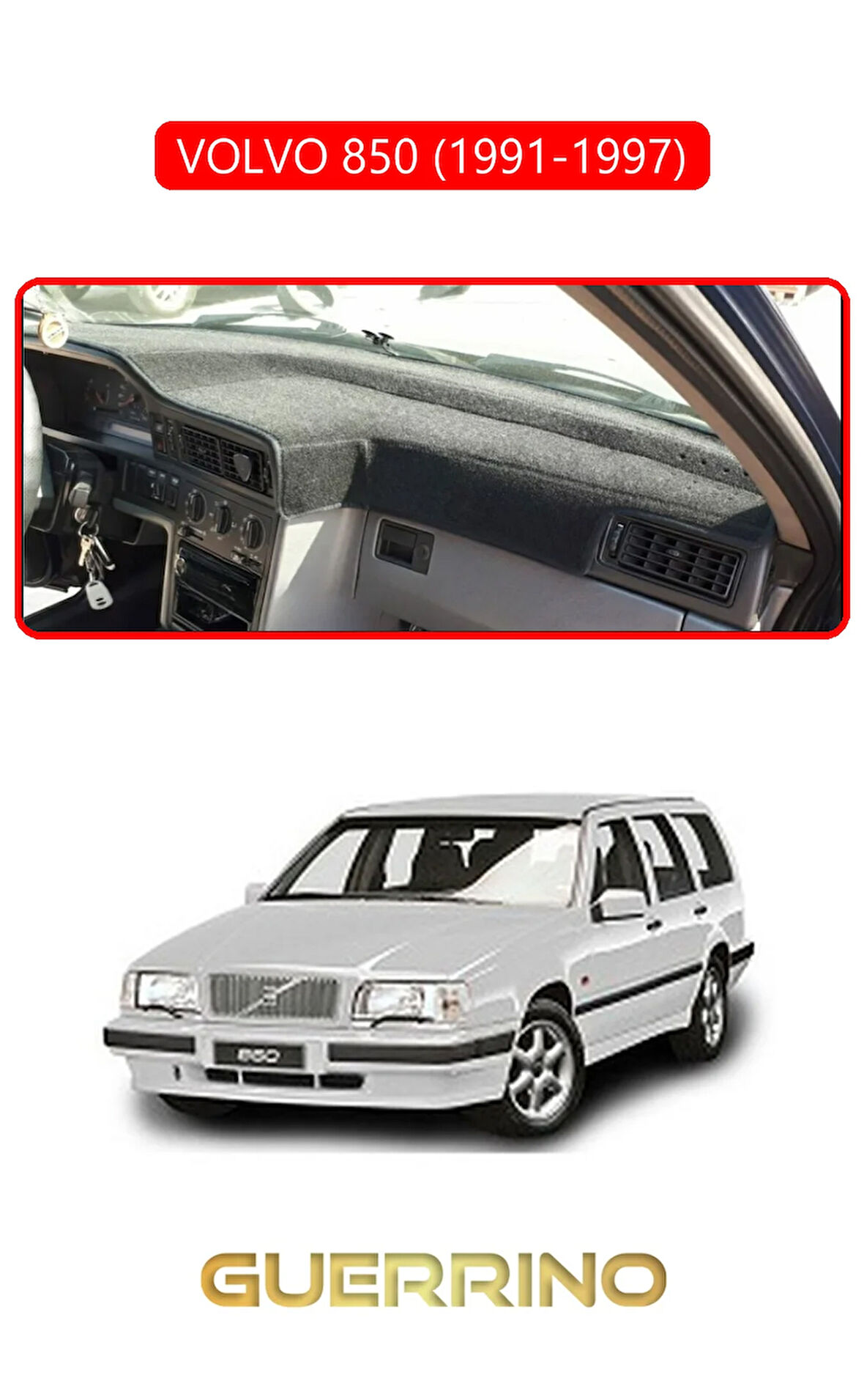 VOLVO 850 (1991-1997)TORPİDO KORUMA HALISI KIRMIZI KENAR
